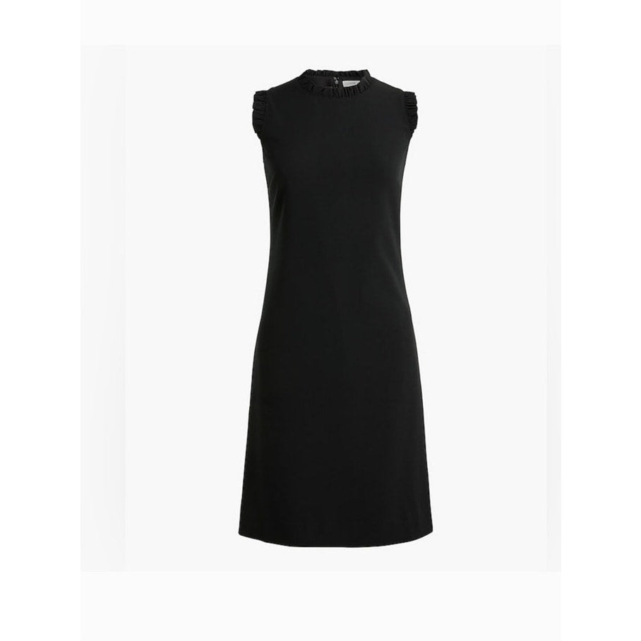 J. Crew Black Sleeveless Ruffled neckline/Sleeveless Straight Dress Size 6