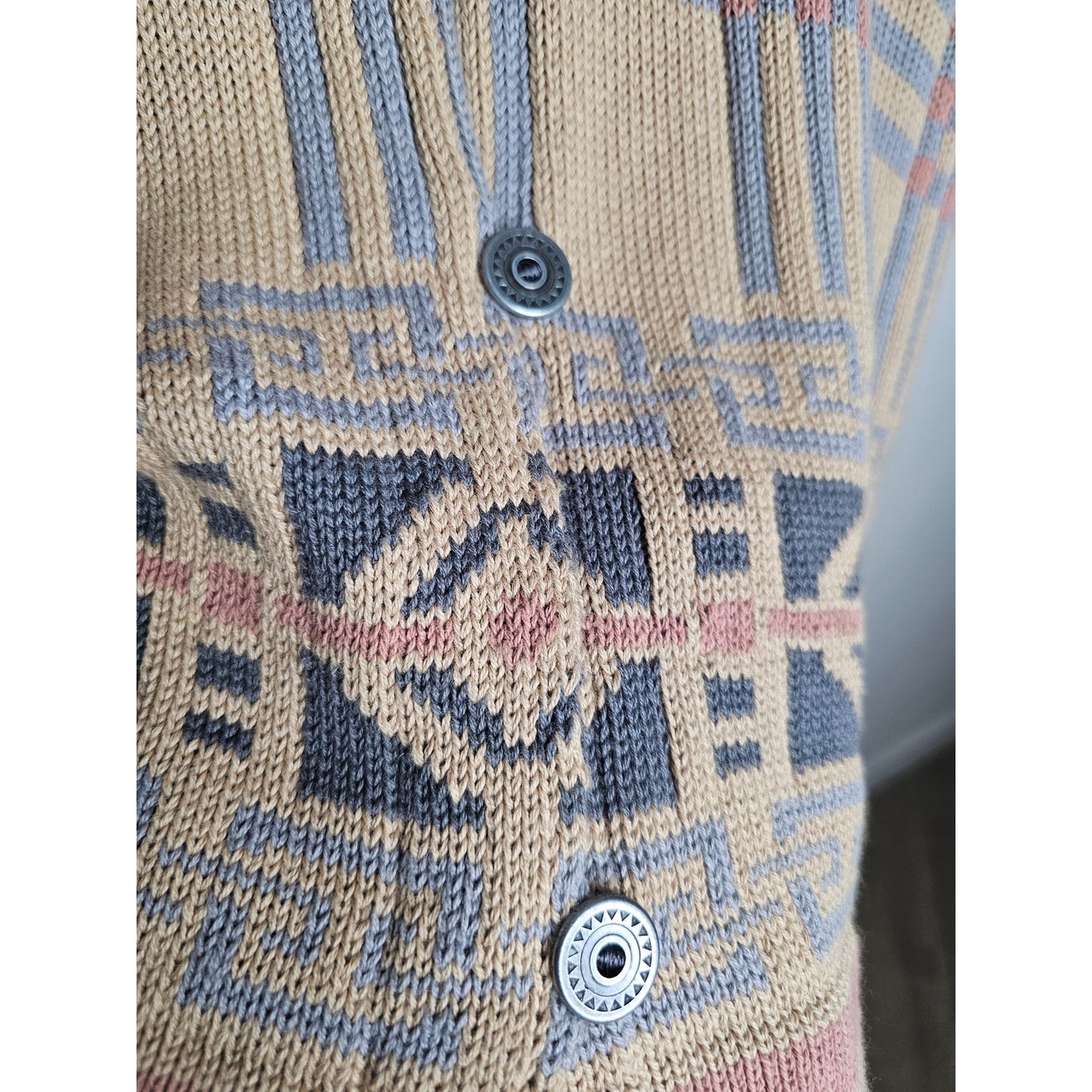Sage Hand-loomed Vest Tribal Southwest Design Button Front Size Large