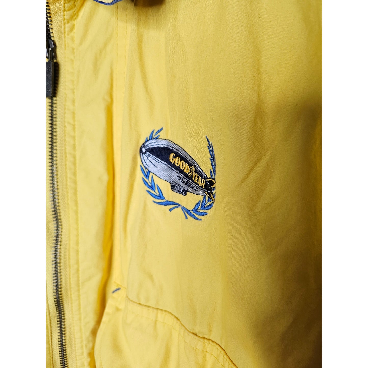 Vintage Goodyear Blimp Yellow & Blue Zip Up Utility Jacket Men's Size Medium
