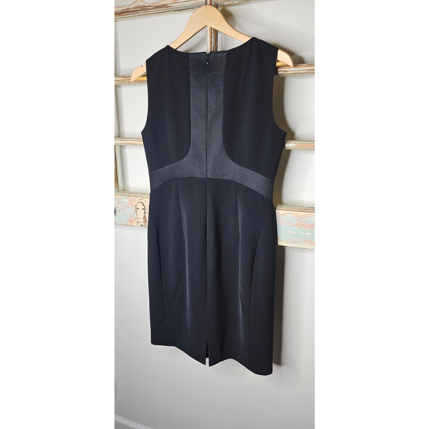 NWOT Lafayette 148 Wave Textured Sleeveless Sheath Black Dress Size 6