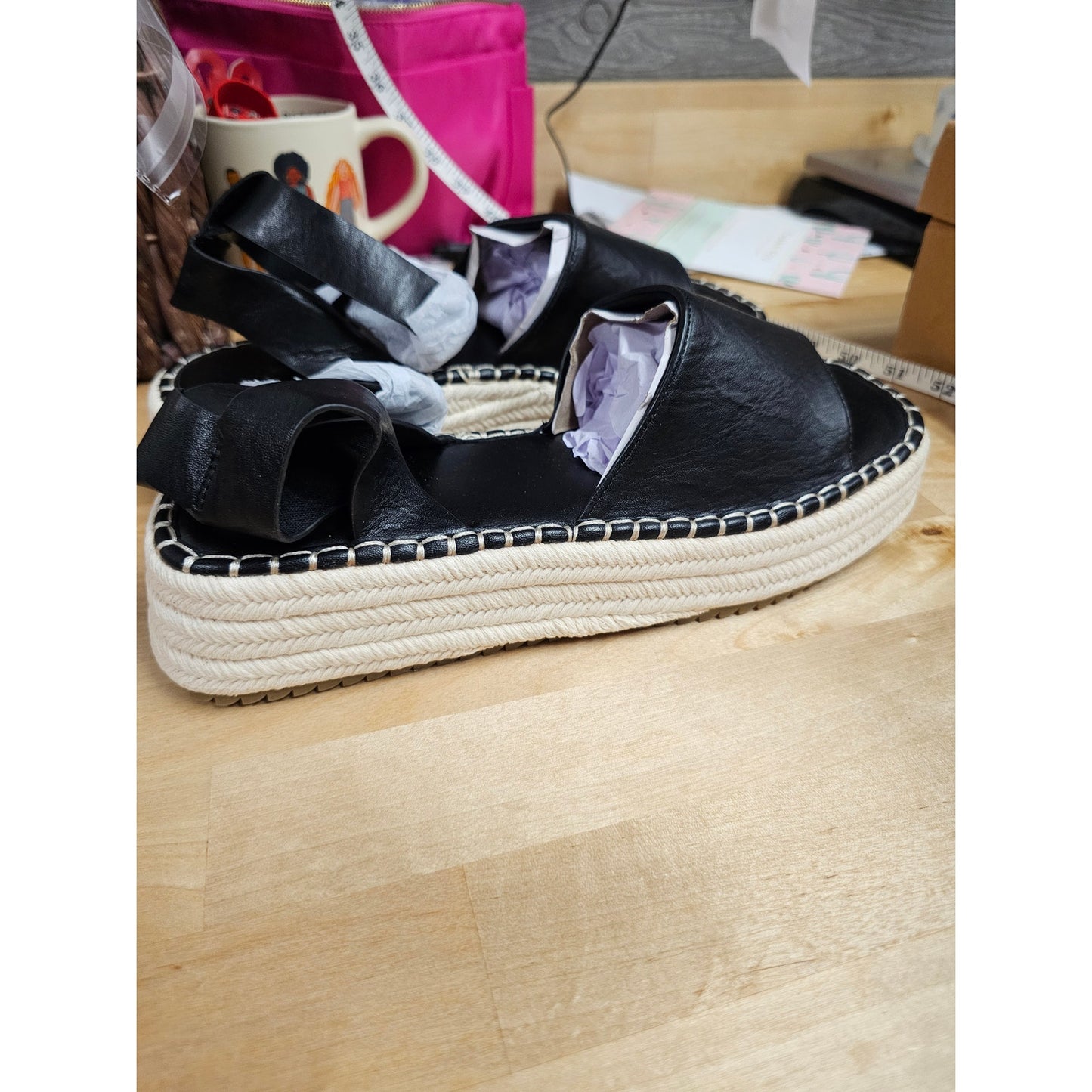 NWT Asos Design Joyful Flatform Espadrilles in black ladies size 7