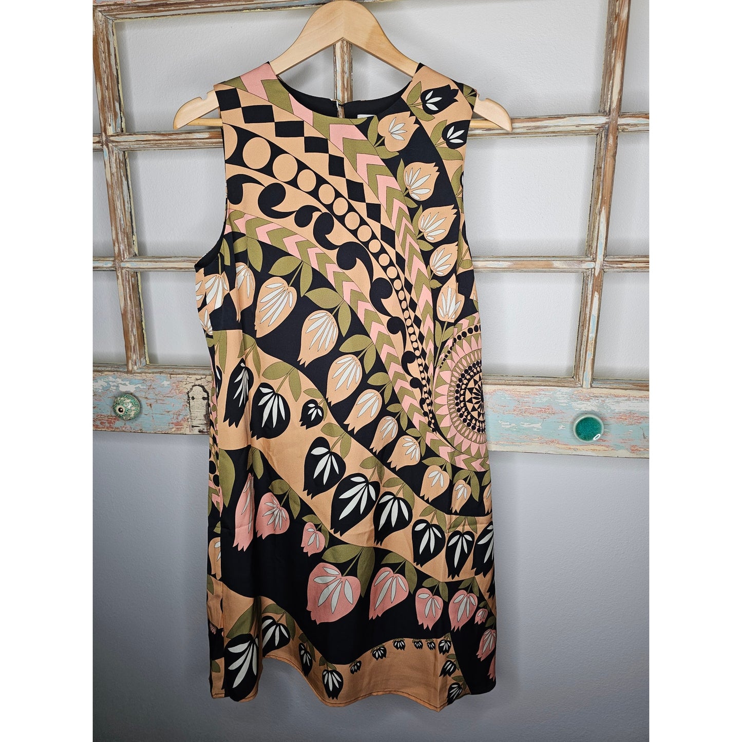 NWT Flora Bea Sleeveless Dress with A-line Bodice in 100% Silk Ladies Size Large
