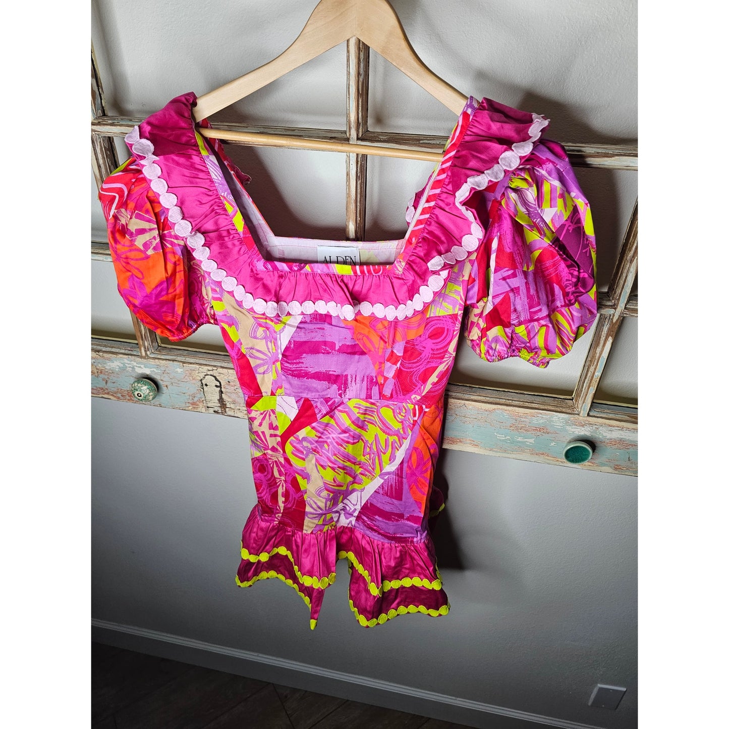 NWT Alden Adair Emma Dress in Crazy Crush Cotton Size Small
