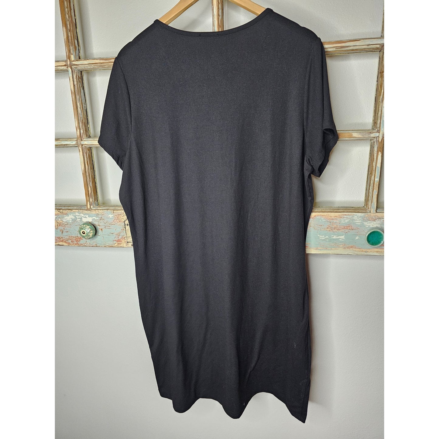 NWOT BeBe Black Tee Dress With Flame Fire Bling Ladies size 2X