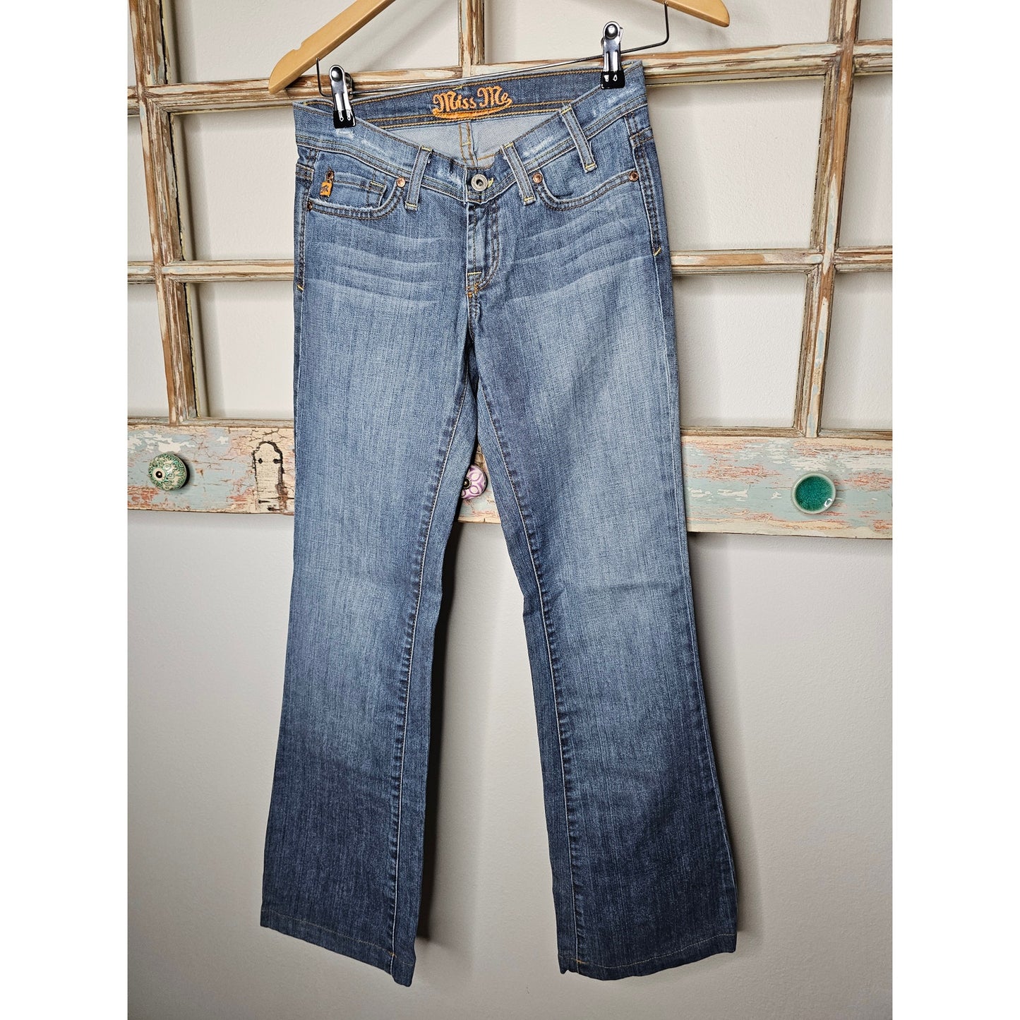 Miss Me Jeans Bootcut Blue/ Orange Floral Embroidery Ladies size 26