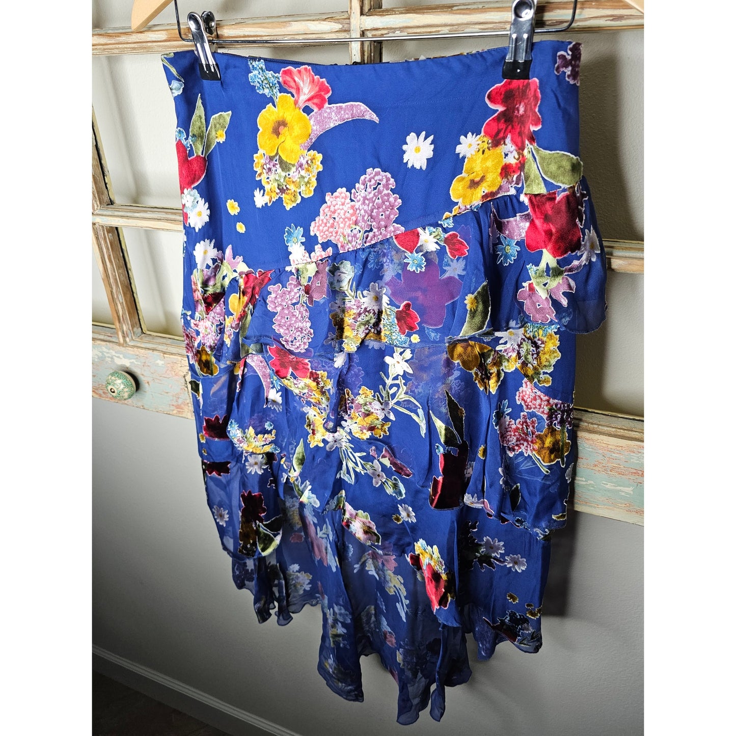 NWT Alice & Olivia Floral Asymmetrical High/Low Skirt Size 10