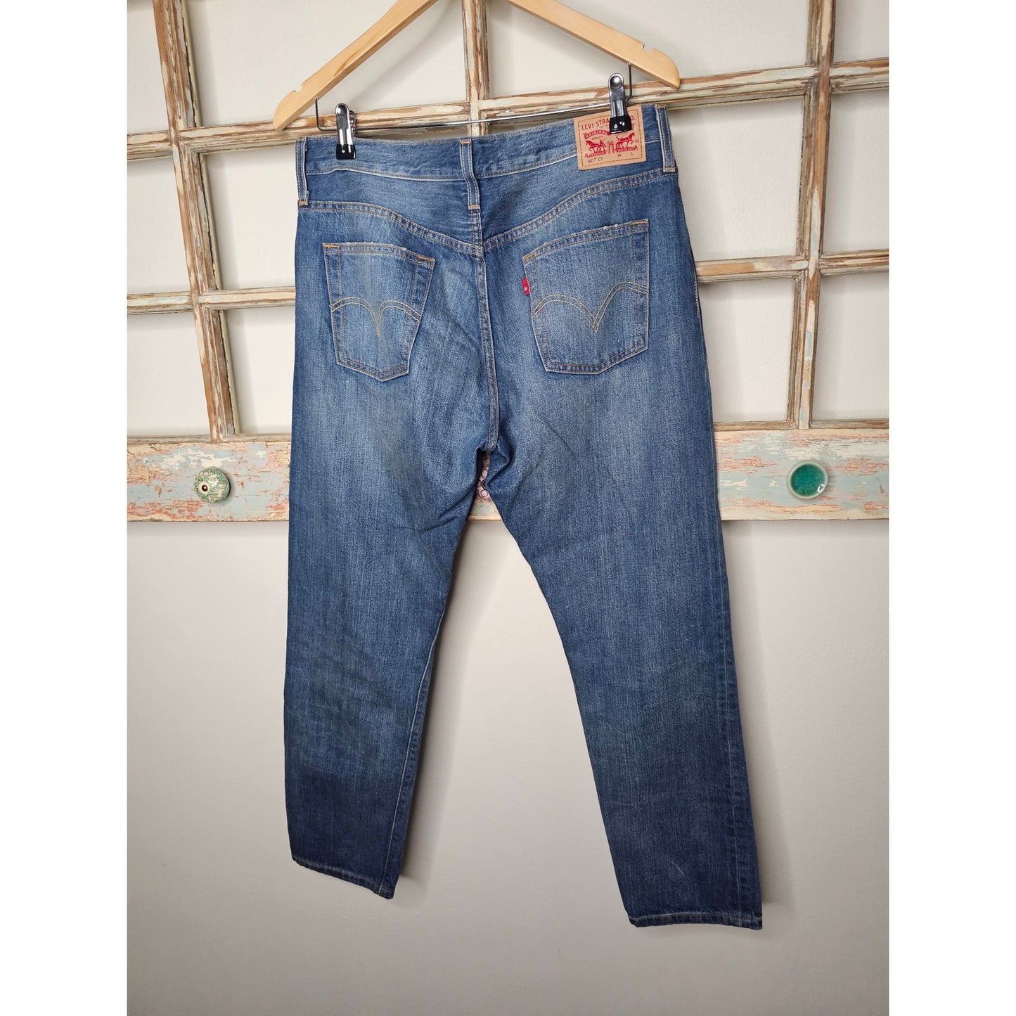 Levi's 501 Buttonfly Med Wash Distressed Ladies size 29 Jeans