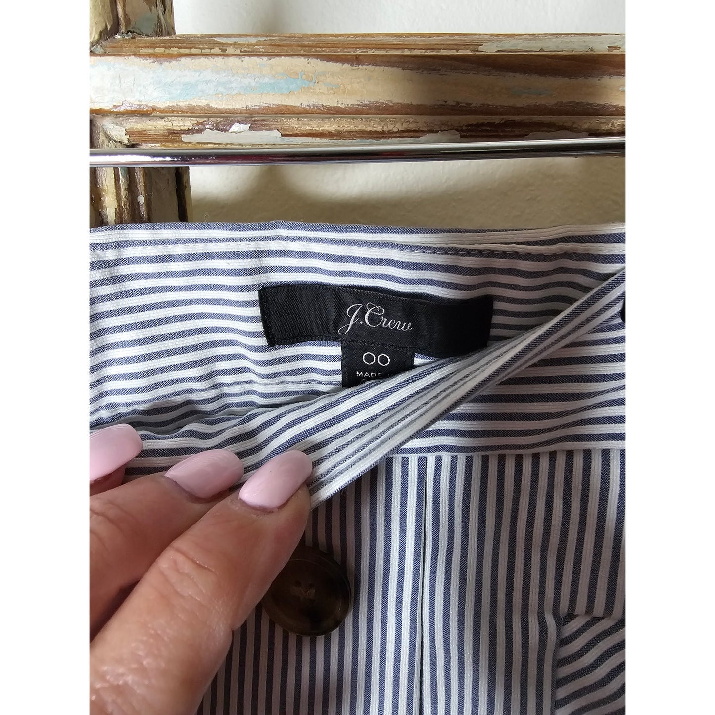 J. Crew lined Railroad Stripe Seersucker Mini Skirt Ladies size 00
