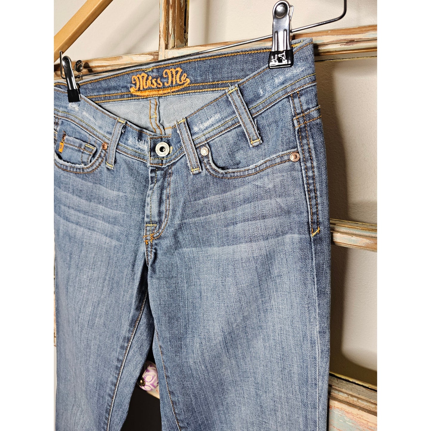 Miss Me Jeans Bootcut Blue/ Orange Floral Embroidery Ladies size 26
