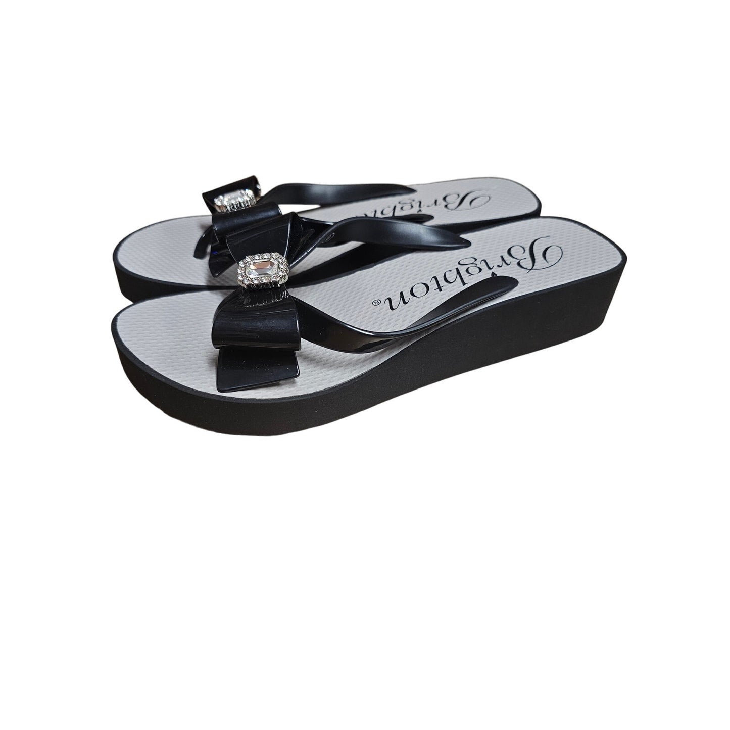 NWOT Brighton Bowie Bling Wedge Flip Flops Ladies size 9