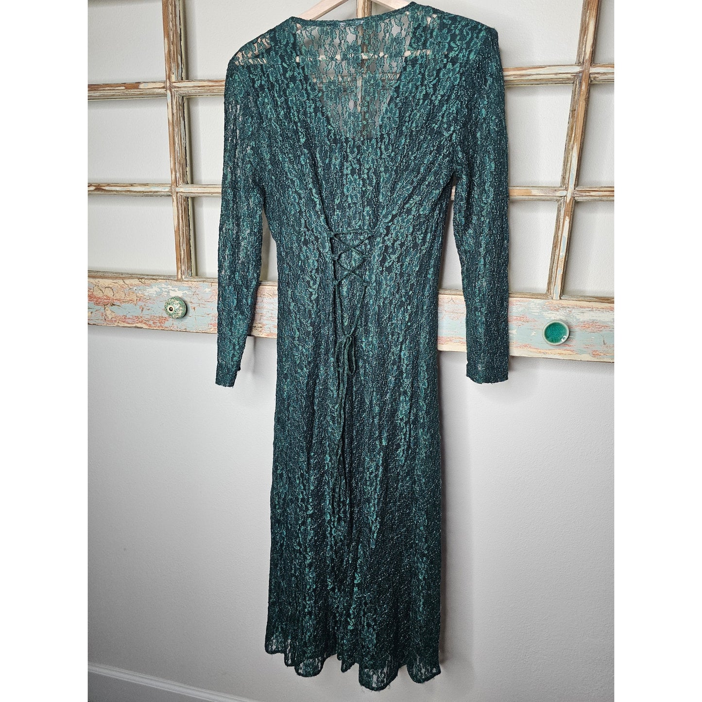Vintage Green Lace Midid Dress with Green Slip Dress Size 5/6