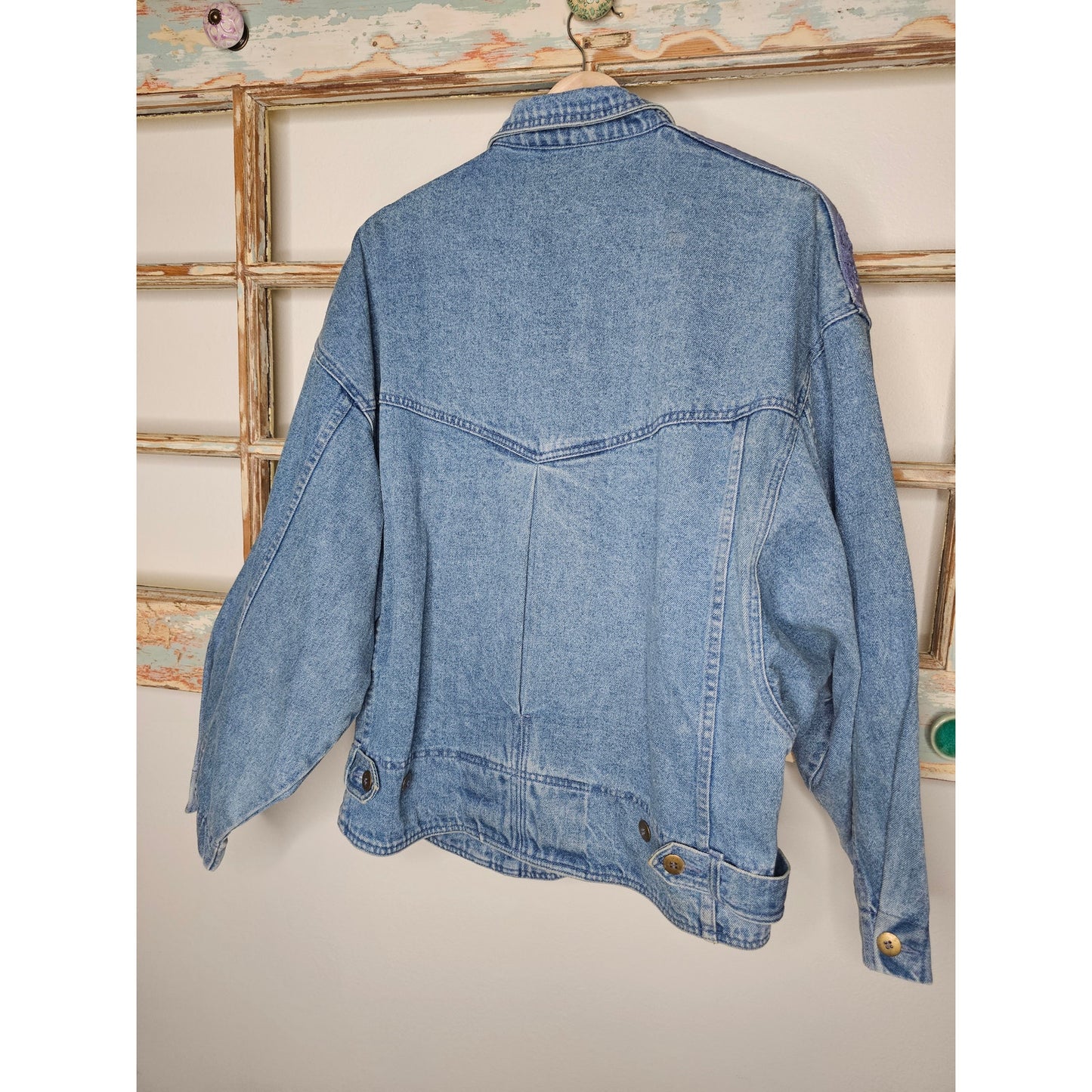Vintage Denim Jacket By Together With Lace Dolman Sleeves Ladies Size XL