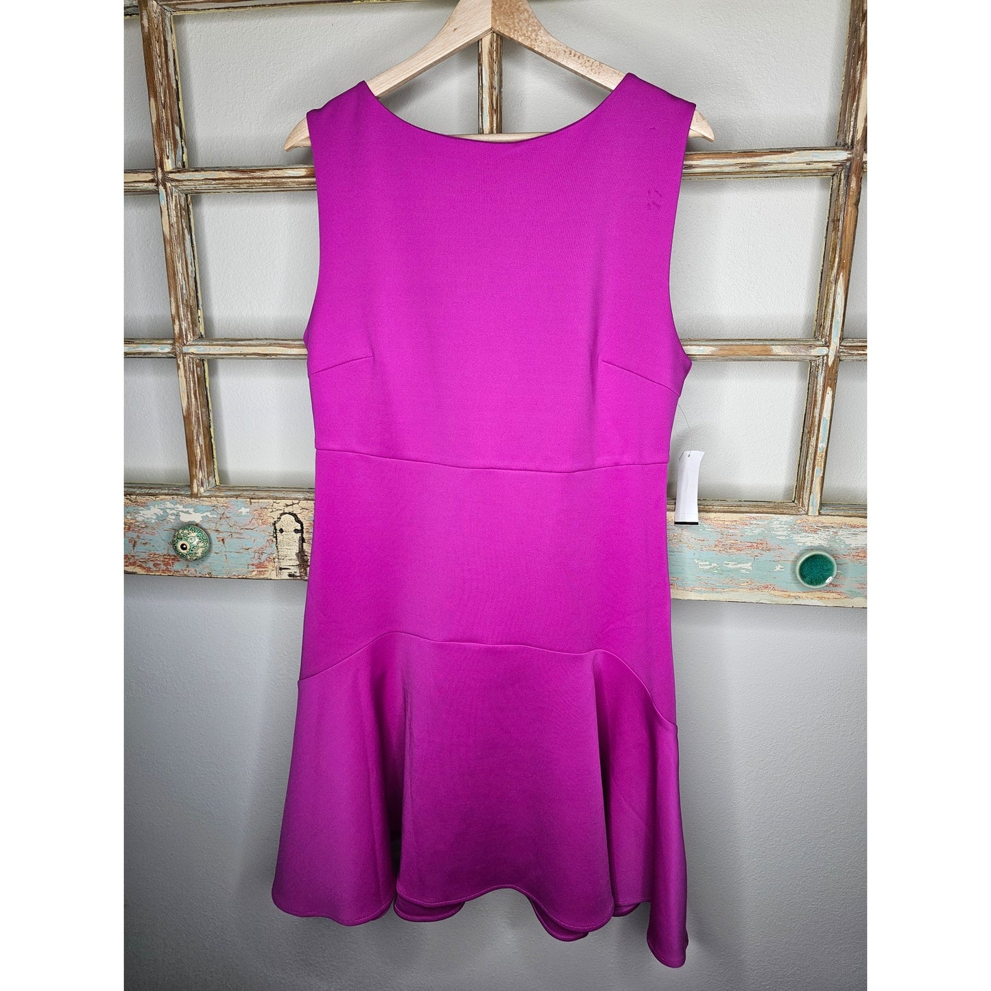 NWT Neiman Marcus Magenta Bateau Neckline Mini Dress Size Large