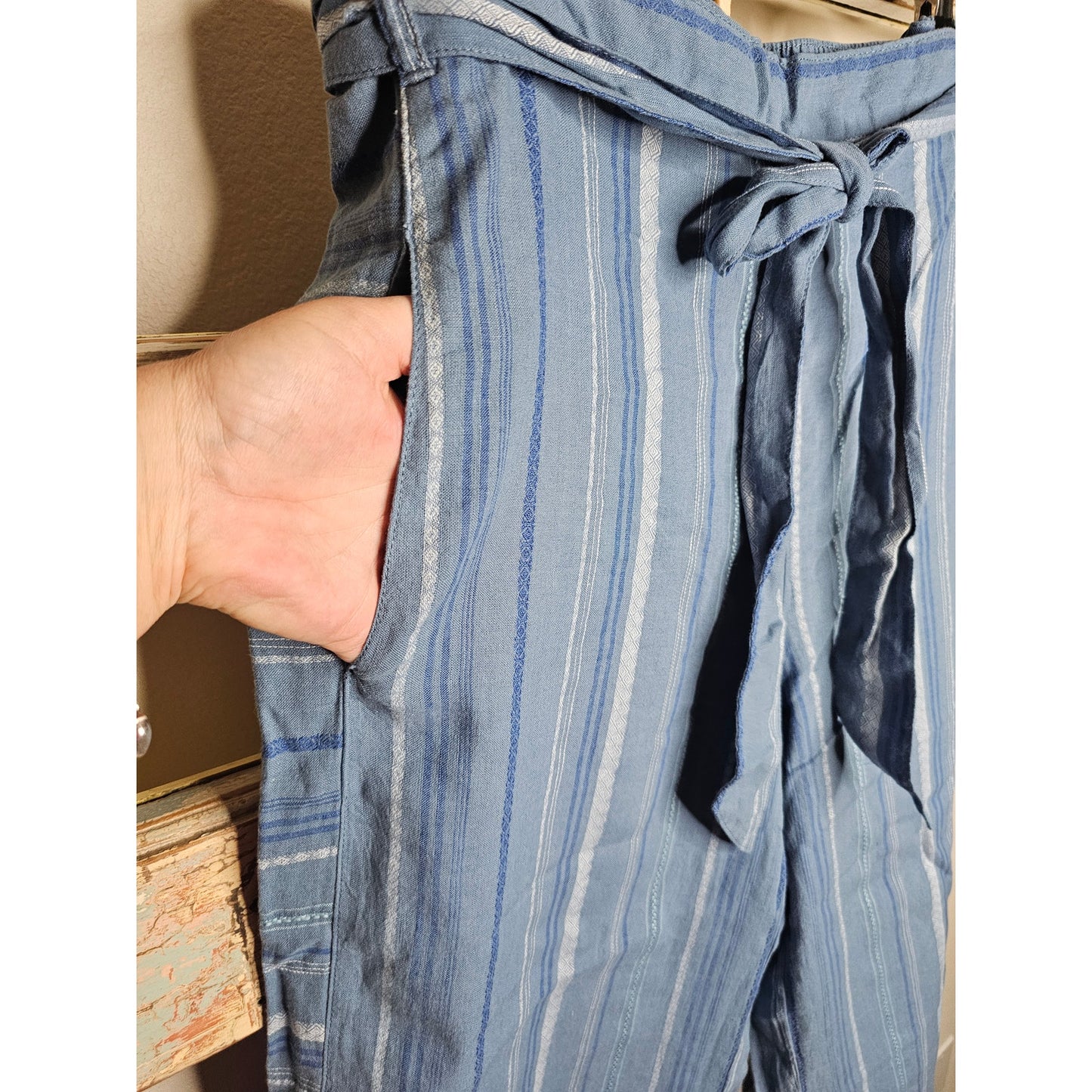 NWT Anthropologie Linen Laguna Cropped Ladies Wide Leg Pants size XL