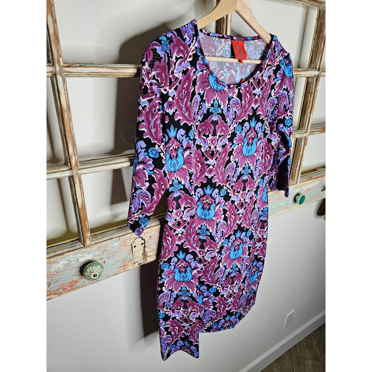 NWT Tracy Negoshian Floral Fall Knee Length Dress 3/4 Sleeve Size Small