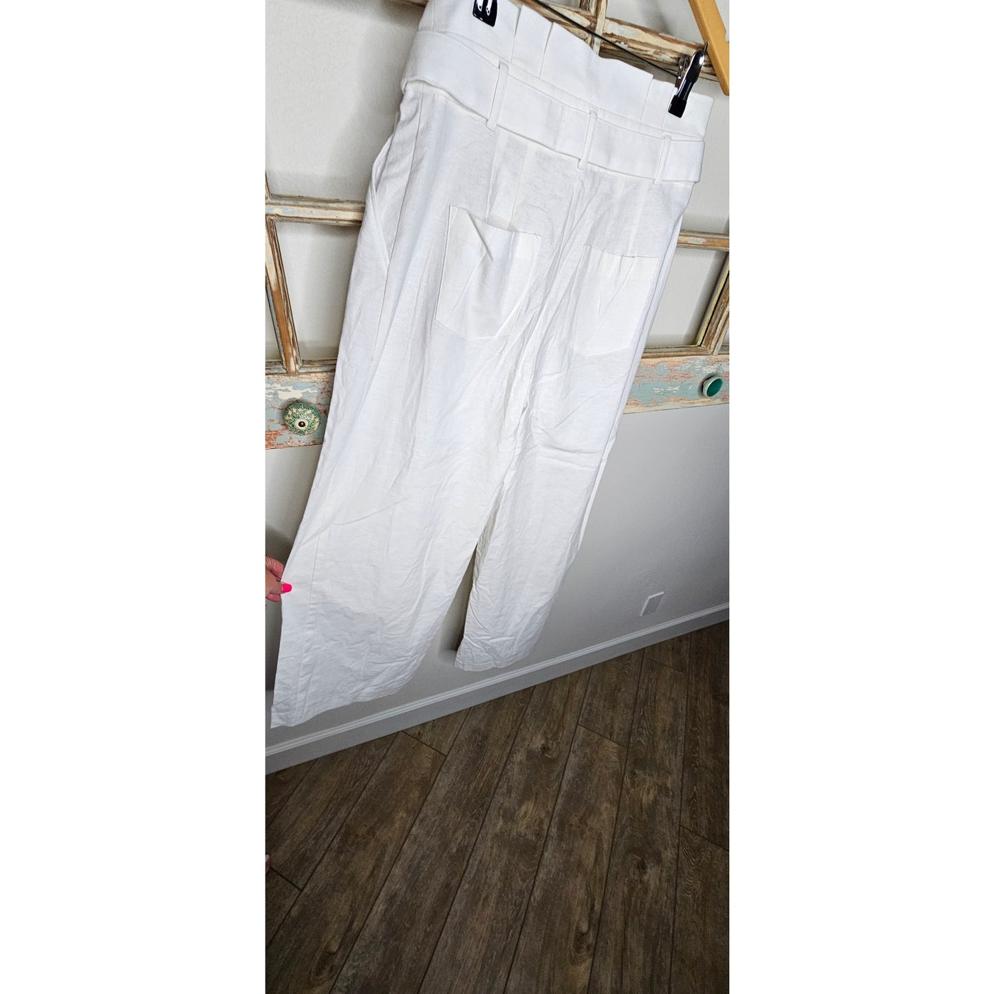 NWT Express White Linen Blend Wide Leg Dress Pants Ladies size 4R