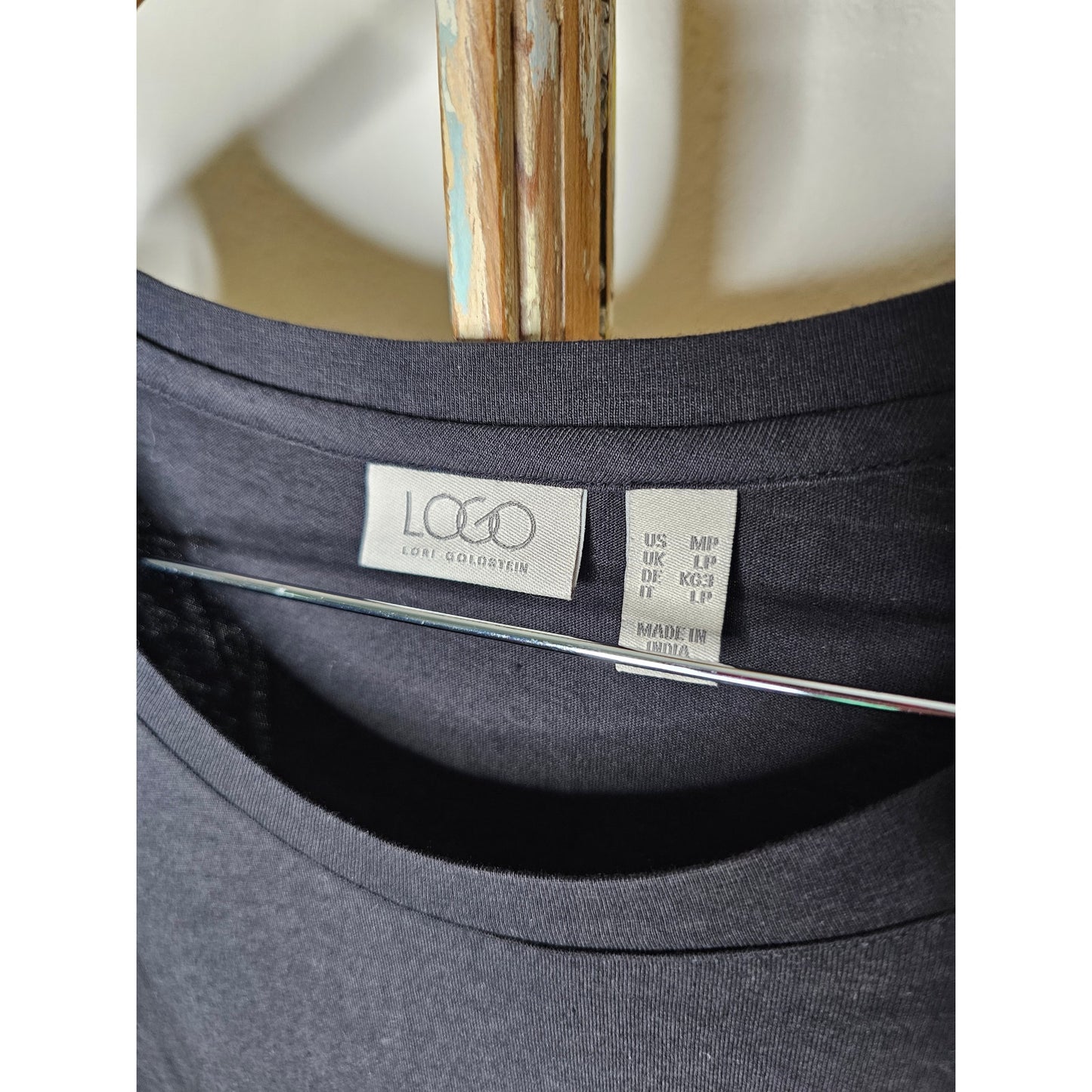 LOGO Lori Goldstein Black and Tan Sleeveless Midi Dress W/ Tie Dye size Medium
