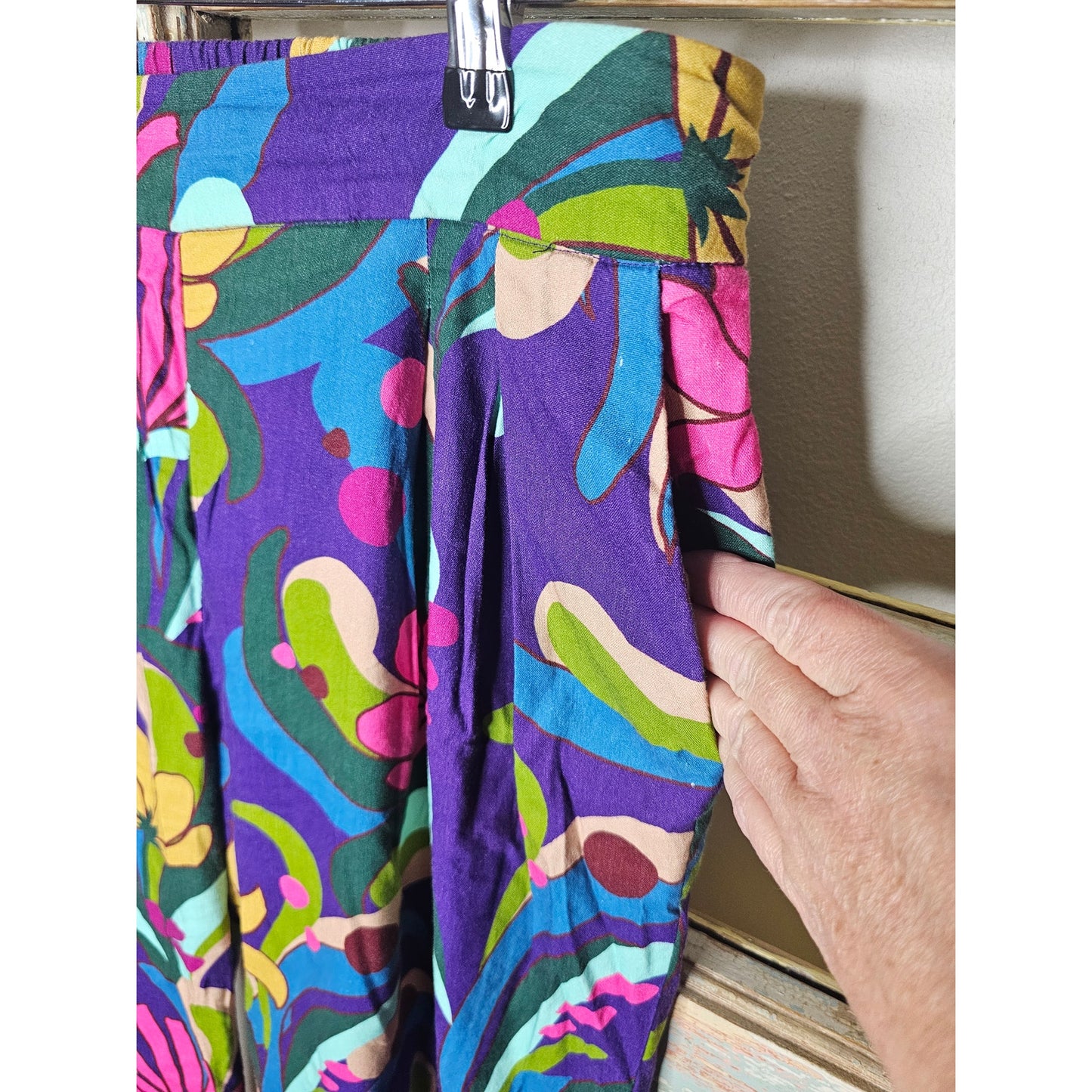 INC International Concepts Retro Mod Print Wide Leg Pants size 10