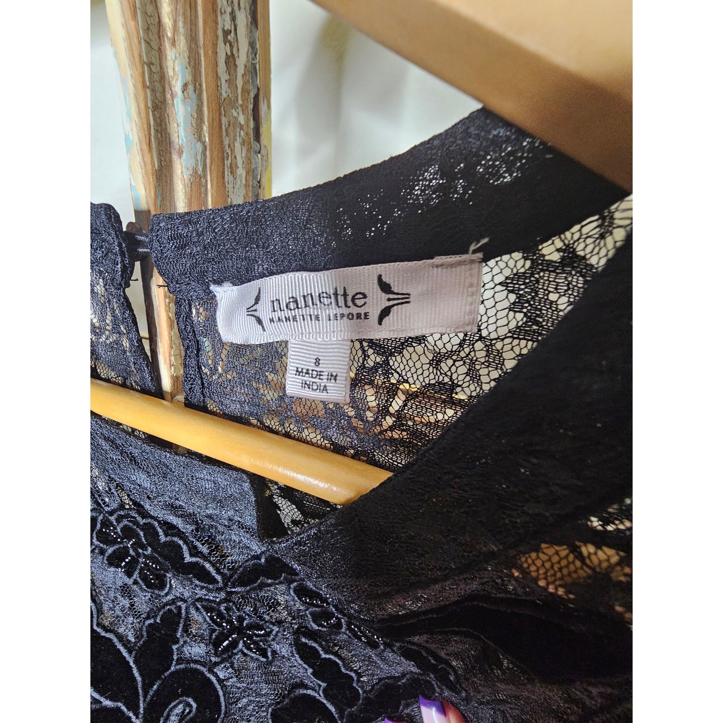 NWOT Nanette Lepore Black Lace Sheer Dress Ladies Size 8