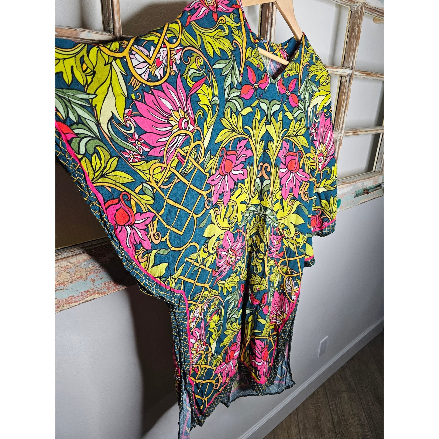 Anthropologie Bl^nk One Size Vibrant Whimsy Floral Kaftan