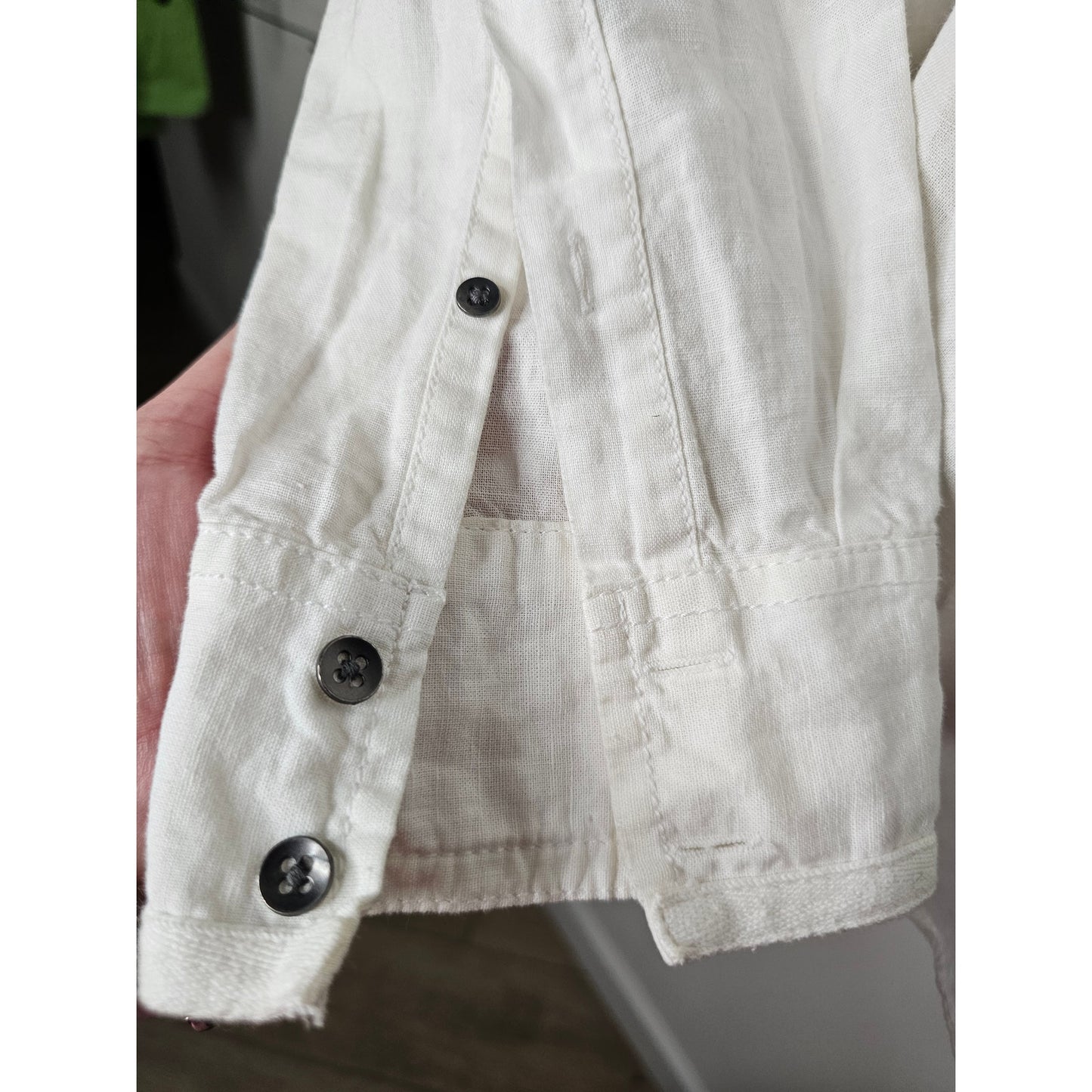 INC International White Linen Pullover Hoodie 1/3 Zip Ladies size XL