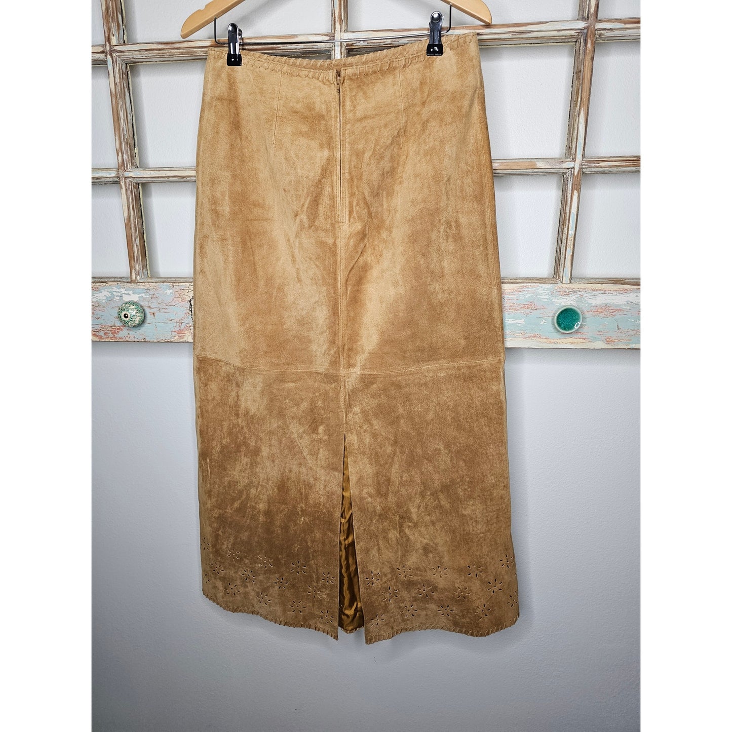 Vintage Margaret Godfrey Sued Leather Maxi Skirt ladies size 10