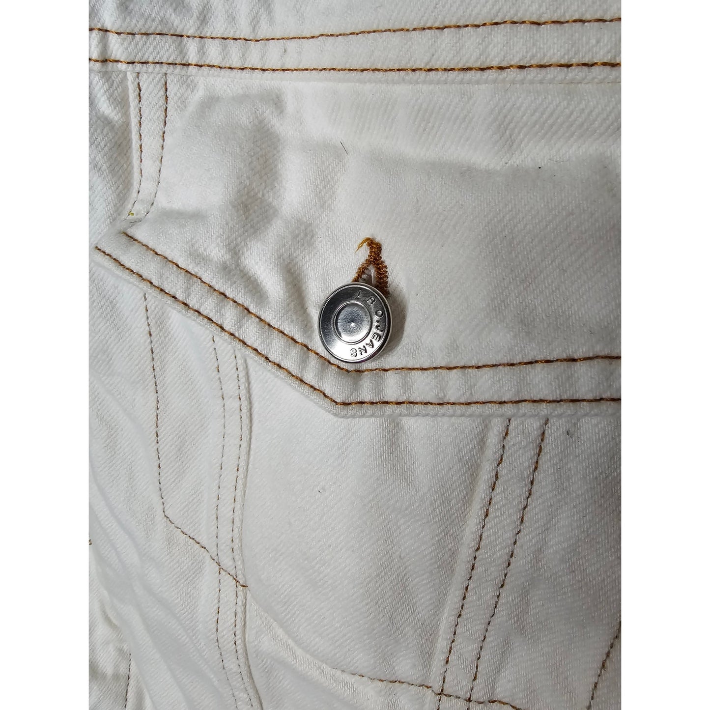 IRO Paris White Denim Franz Shearling lined Denim jacket Size FR 34 / US 2