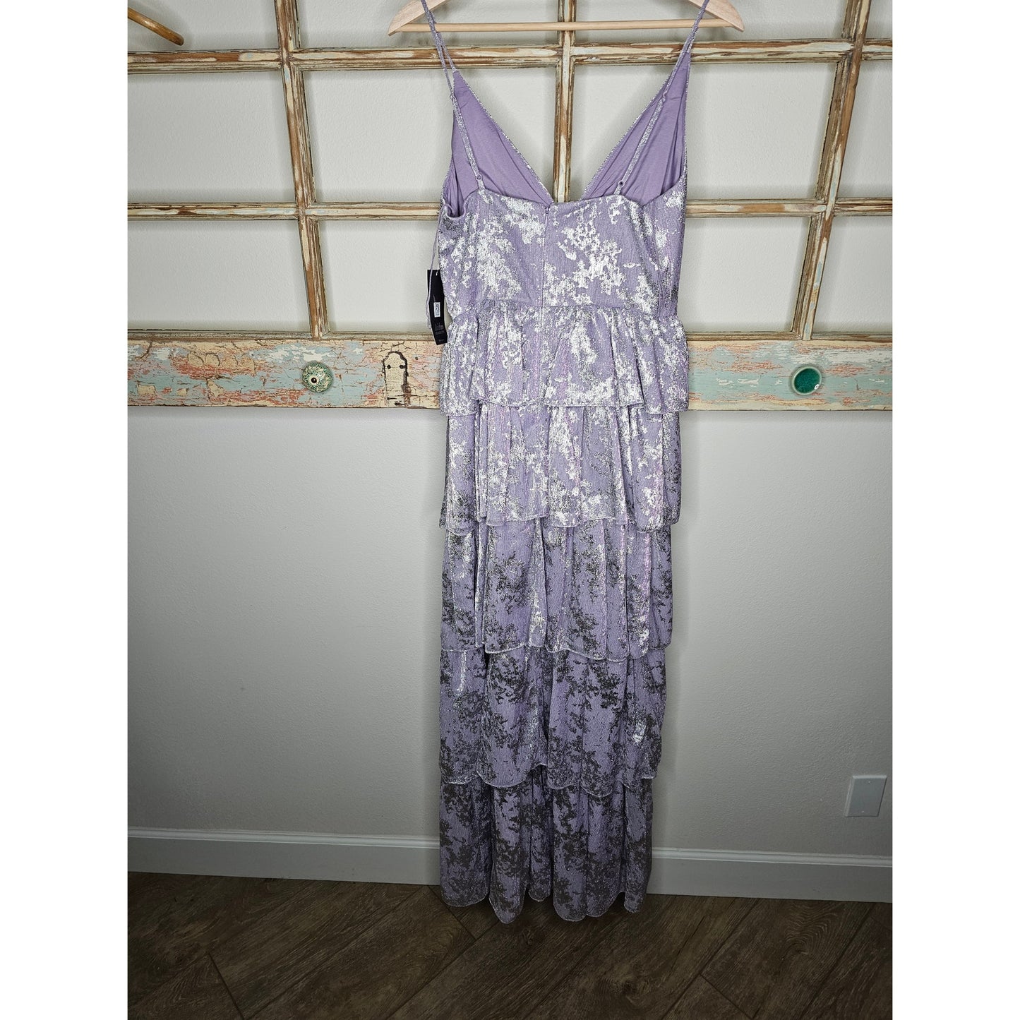 NWT Aidan by Aidan Mattox Metallic Tiered Evening Dress Size 4