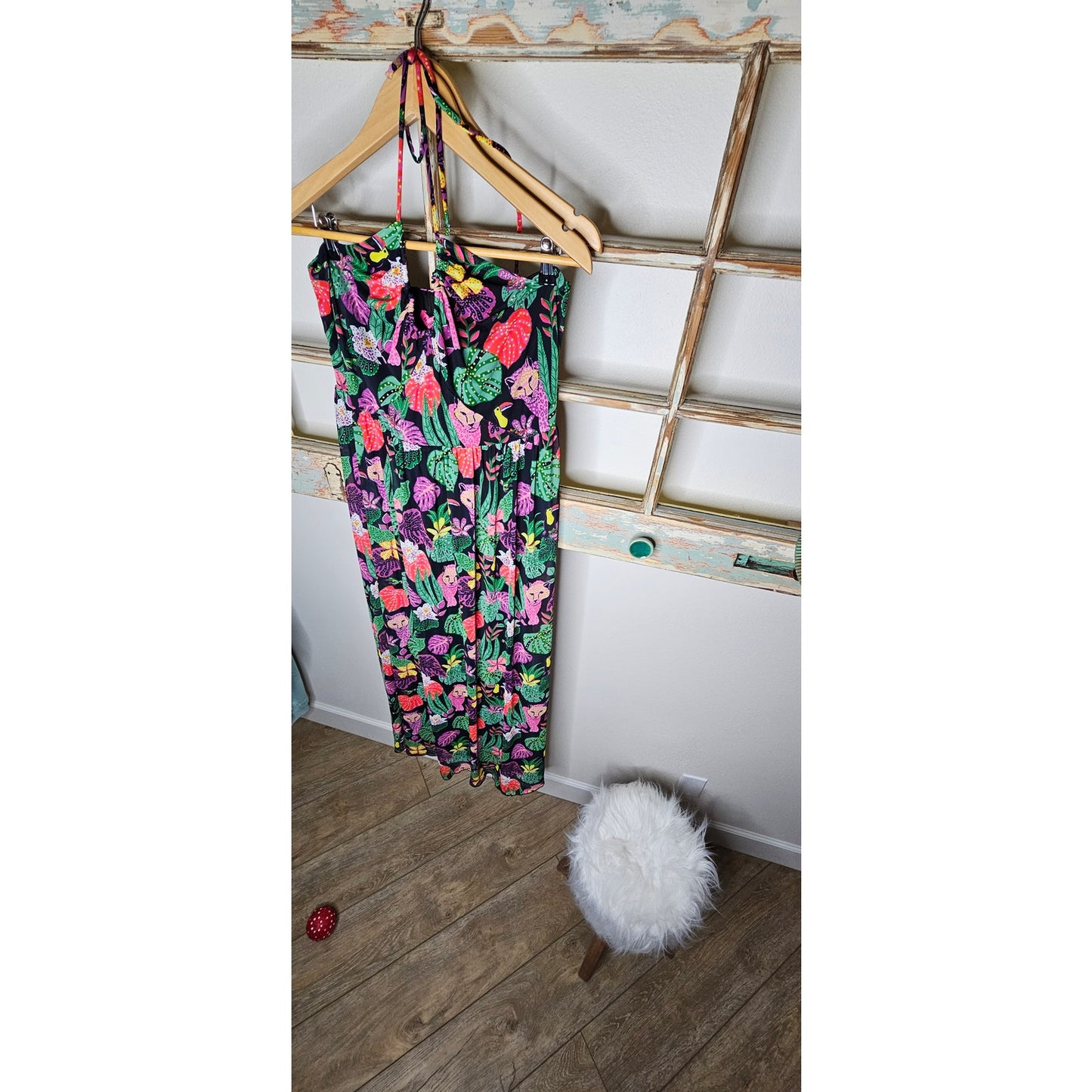 NWT Betsey Johnson Paulina Leopard Halter Maxi Dress XL
