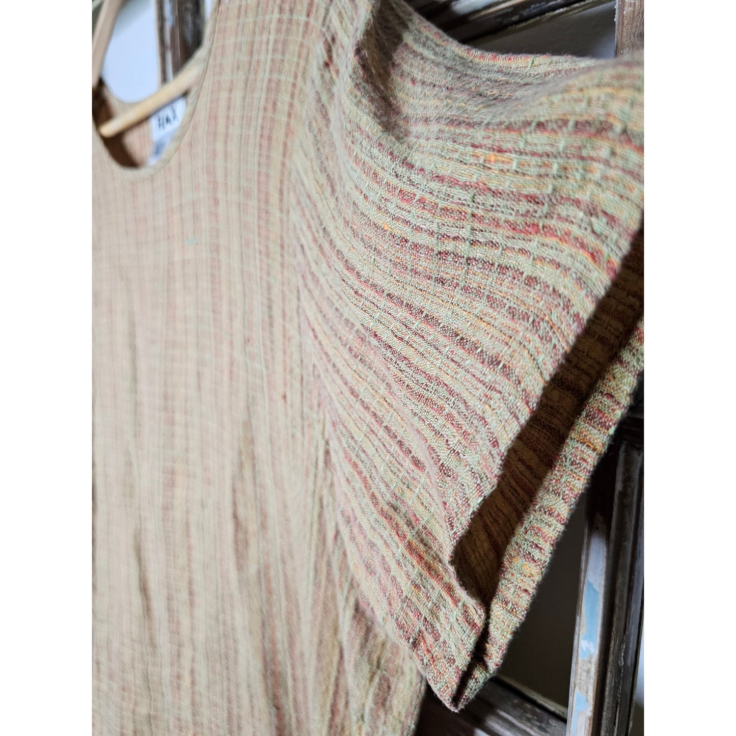 FLAX Linen Short Sleeve Tunic Boat Neckline Top Ladies Size Small