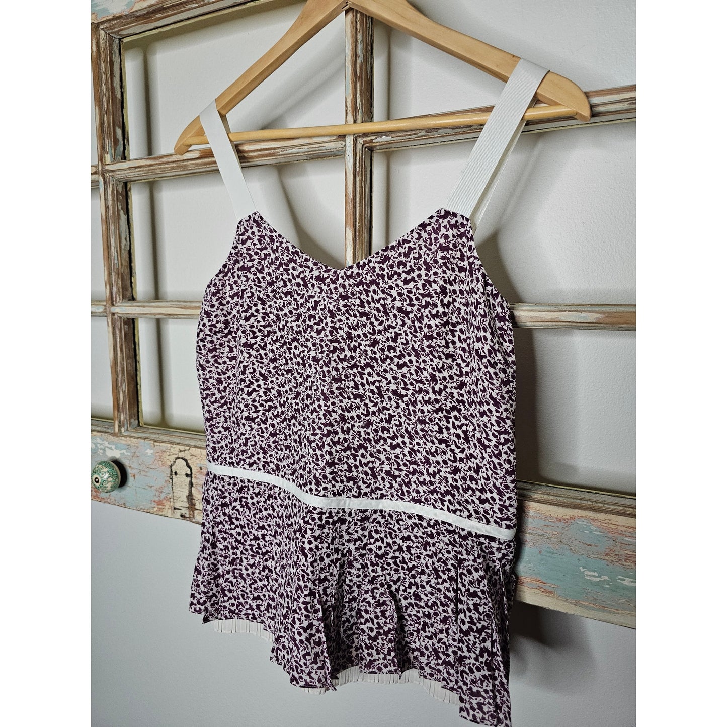 NWT Grey Jason Wu Ribbon Strap VNeck Pleated Silk Cami Size 0