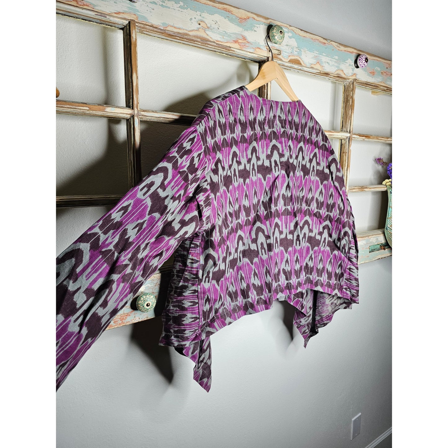 Bryn Walker Linen Ikat Print One Button Over shirt Ladies size Medium