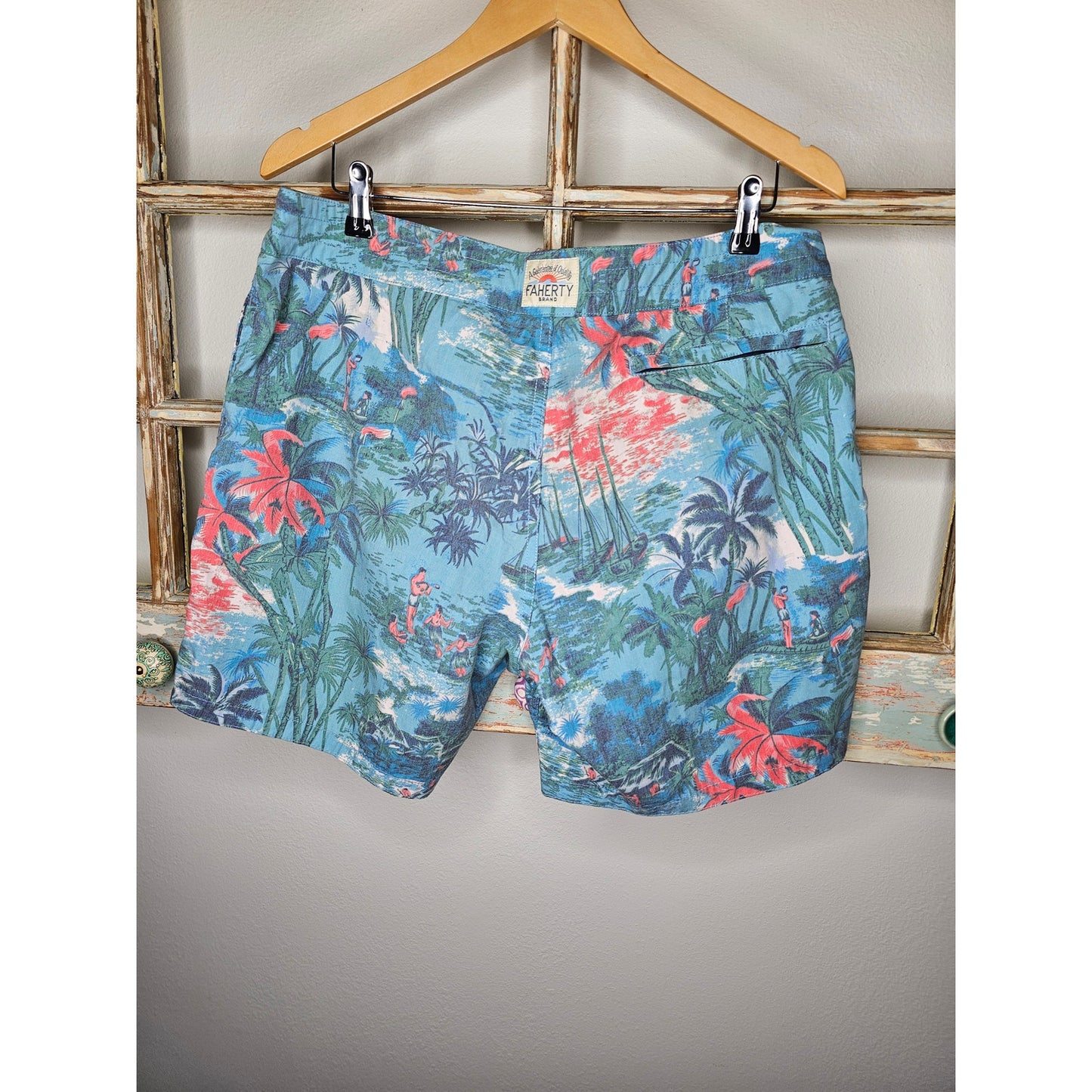 Faherty Men's Board Shorts Swim Trunks Bathing Suit Hawaiian Waist 34