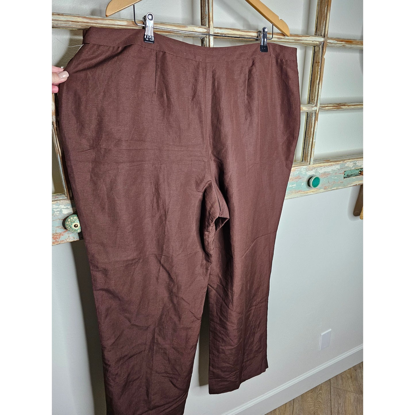 NWT Kate Hill Brown Linen Blend Lined Pants Women's Size 20W