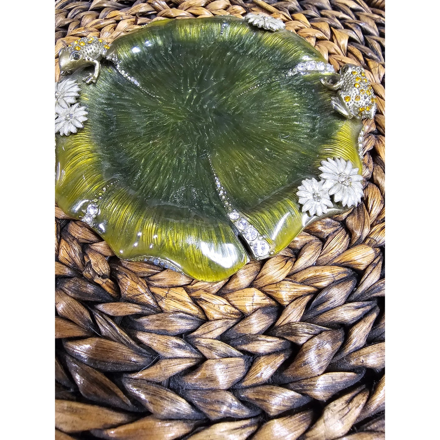 Lily Pad Jeweled Trinket Dish Frogs & Flowers Jewelry dish