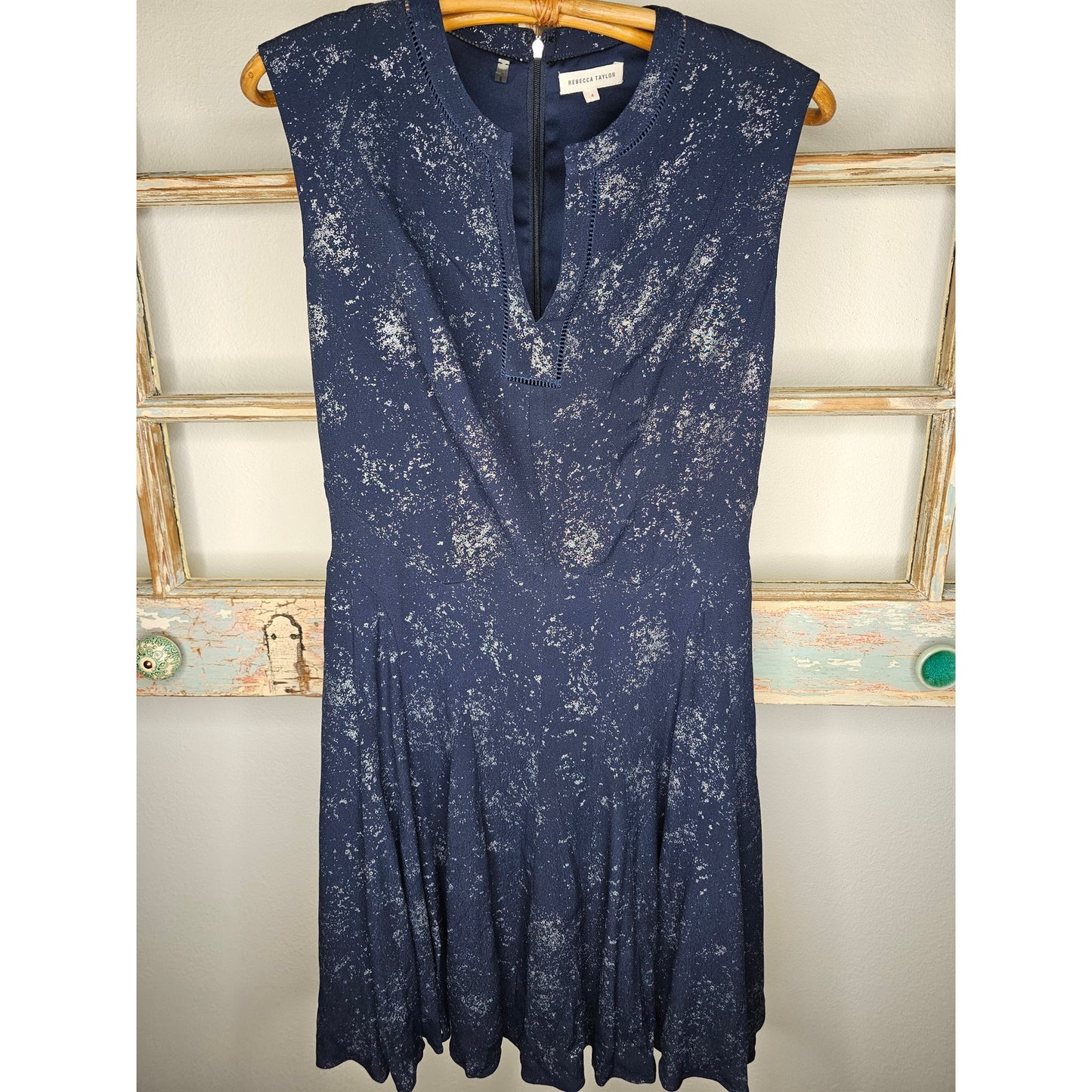 NWOT Rebecca Taylor Lined Size 4 Blue Godet Sleeveless Dress