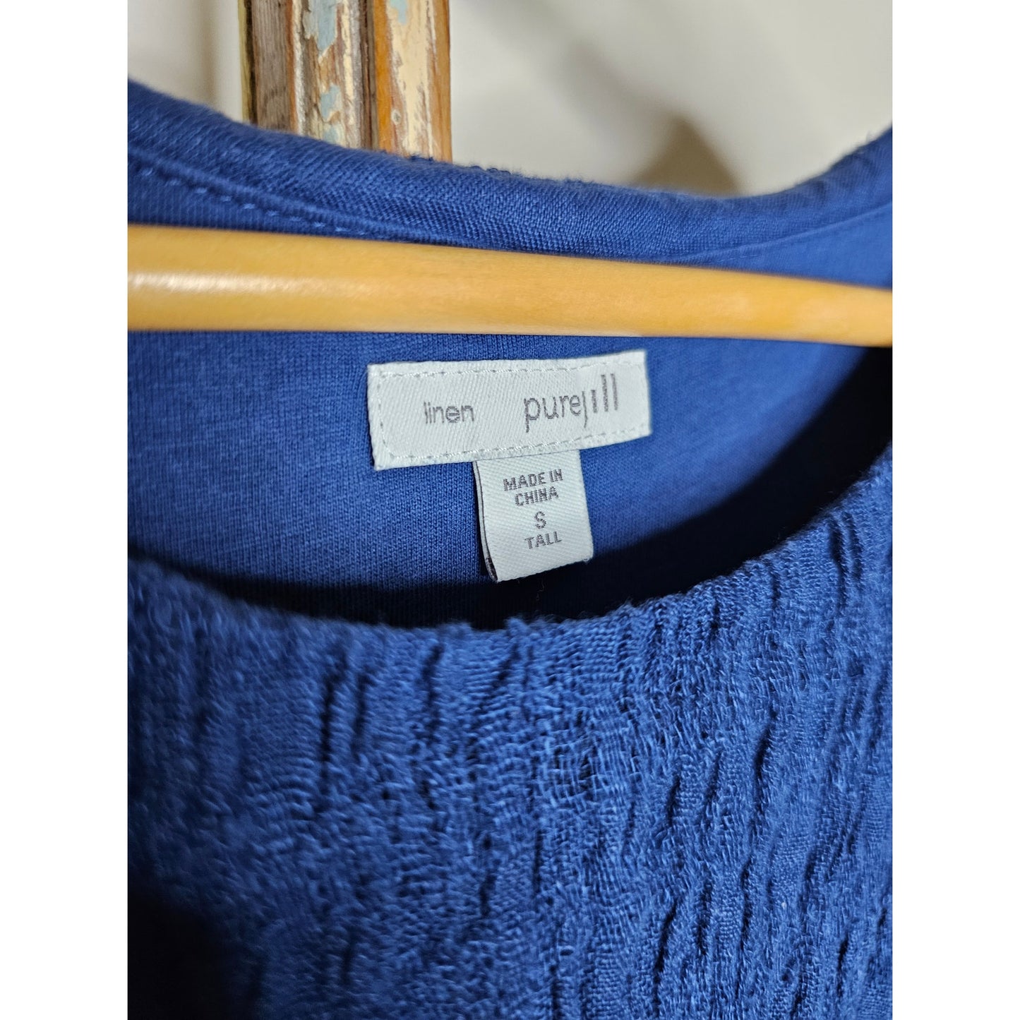 Vintage Linen Pure Jill Blue Midi Sleeveless Dress Ladies Size Small