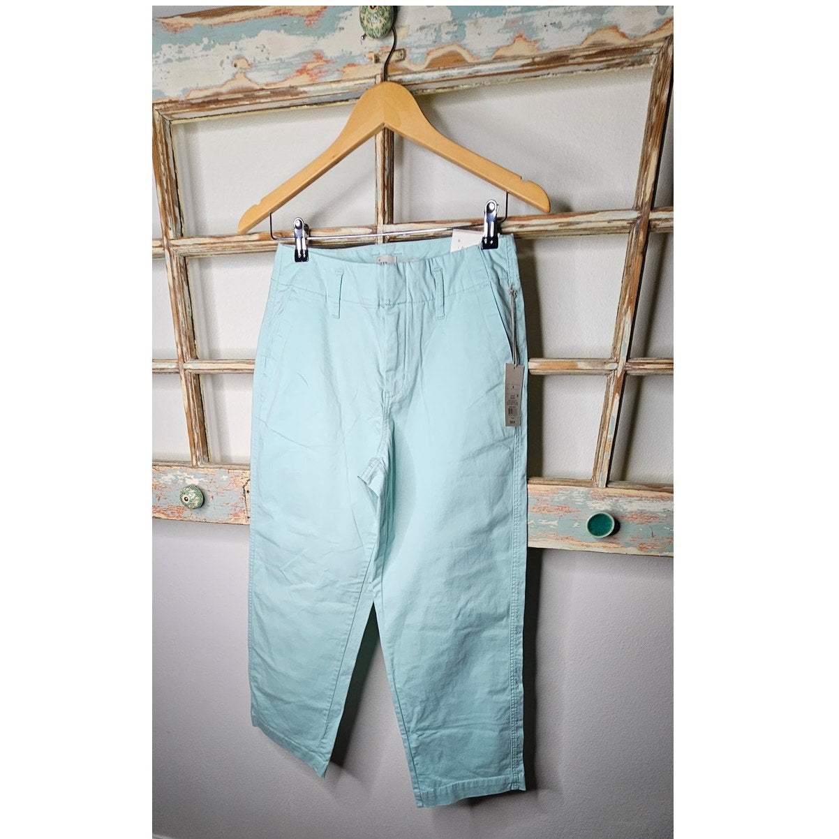 NWT Cotton High Rise Straight Hip/Thigh Pants Muted Blue Size 2