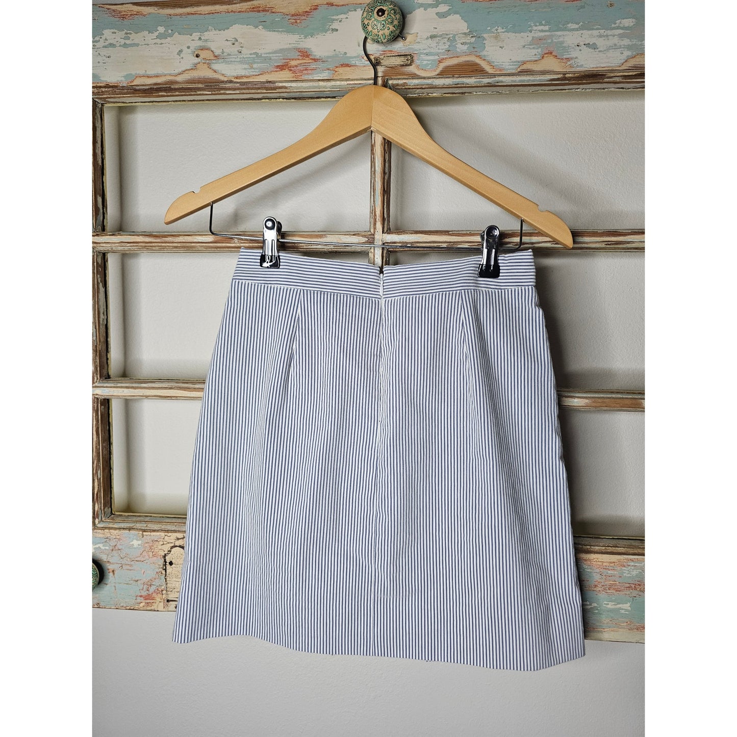 J. Crew lined Railroad Stripe Seersucker Mini Skirt Ladies size 00