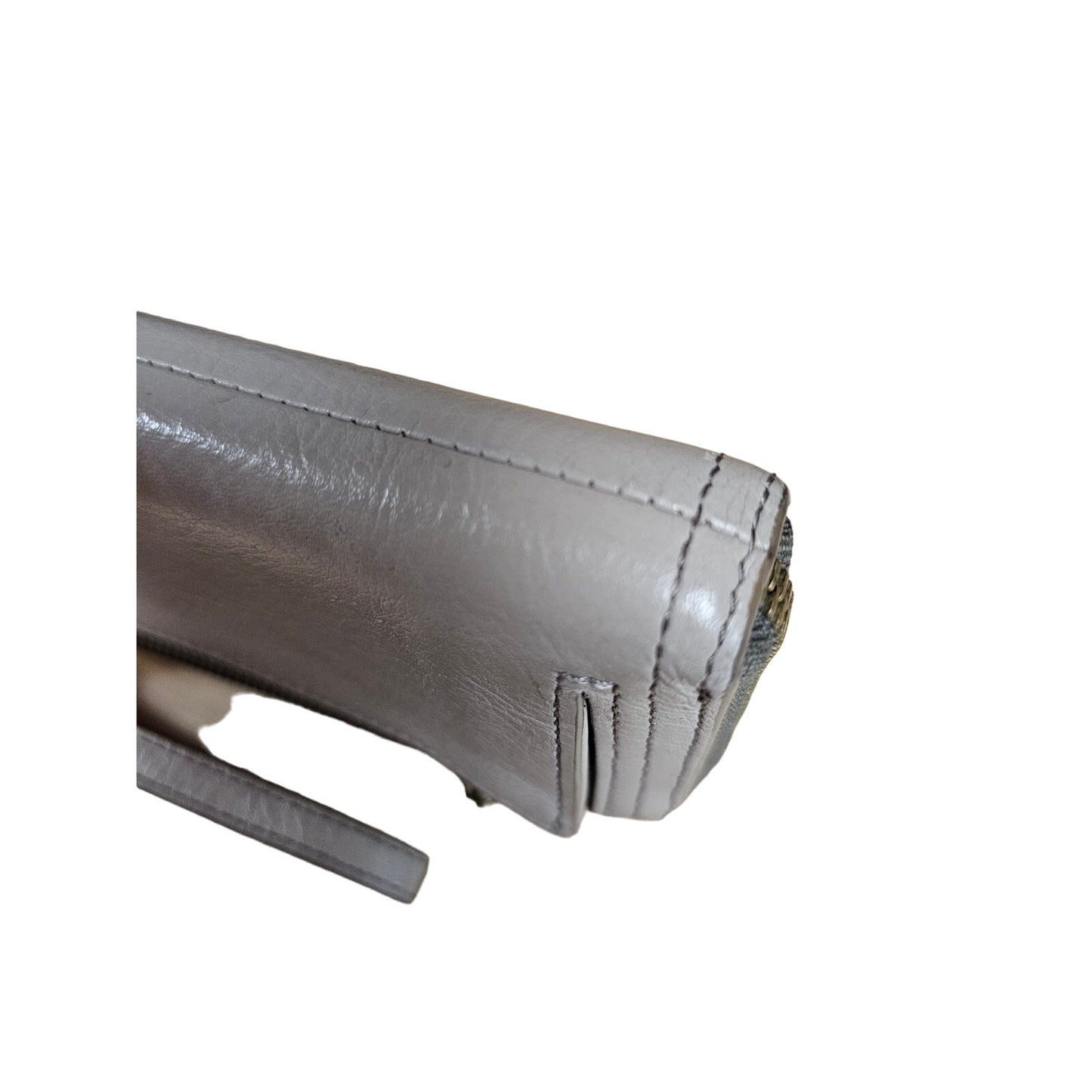 Fossil Khaki Gray Leather Clutch Wallet With Carry Strap