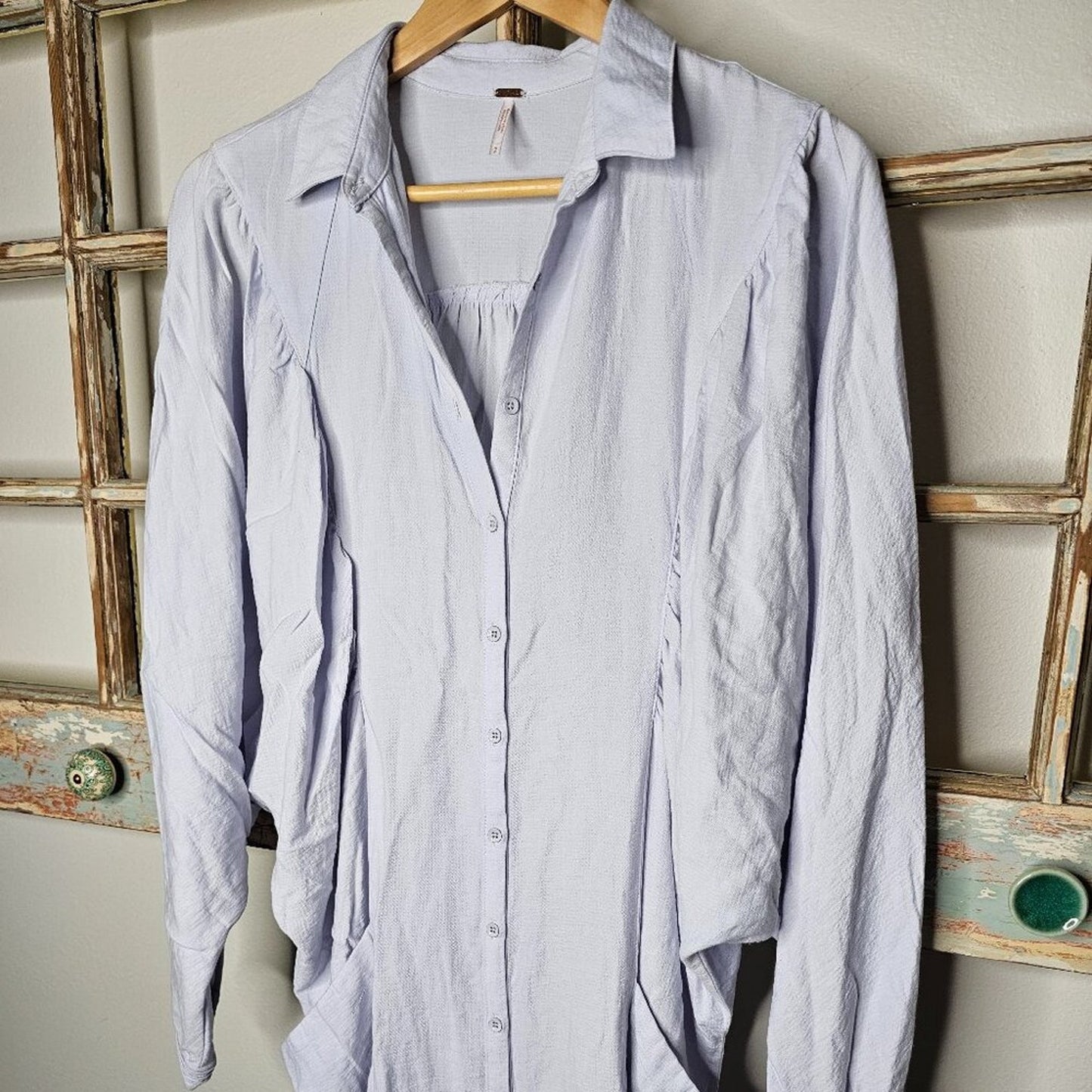 Free People Light Lilac Oversized Button Up W/ Slouchy Pockets Ladies Size Small
