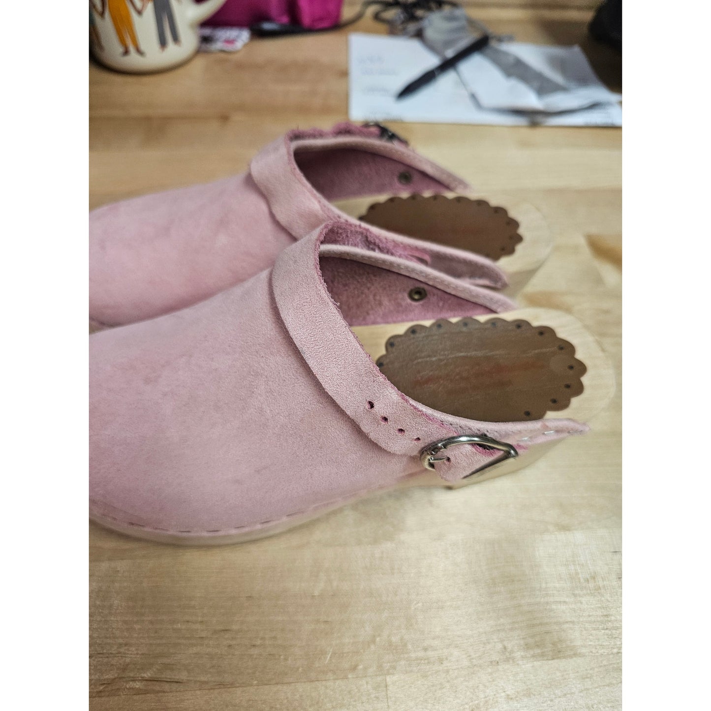 Hannah Anderson Pink Suede Slip On Clogs Ladies size 6