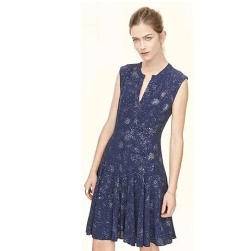 NWOT Rebecca Taylor Lined Size 4 Blue Godet Sleeveless Dress