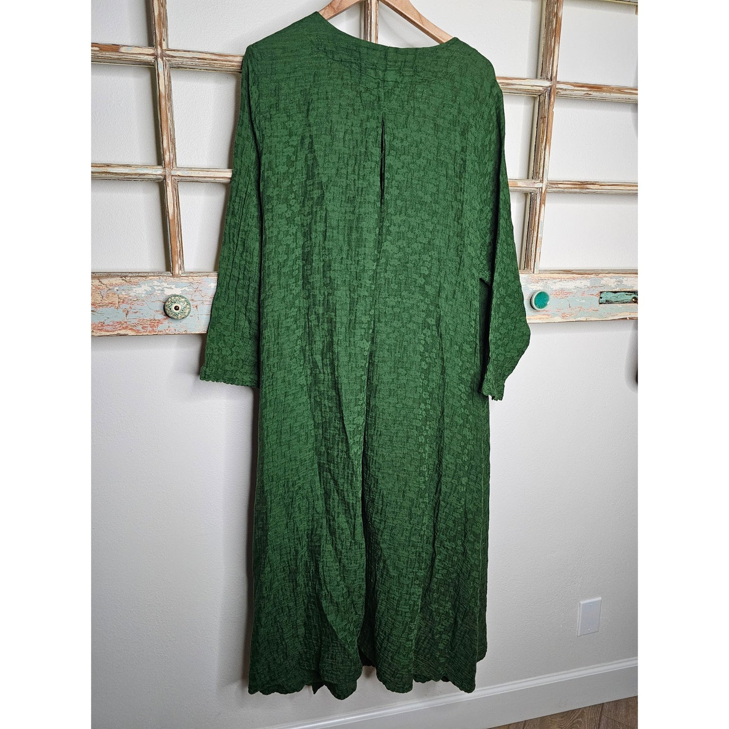 NWT Peacock Ways Green Long Sleeve Wrap Boho Dress Size Large