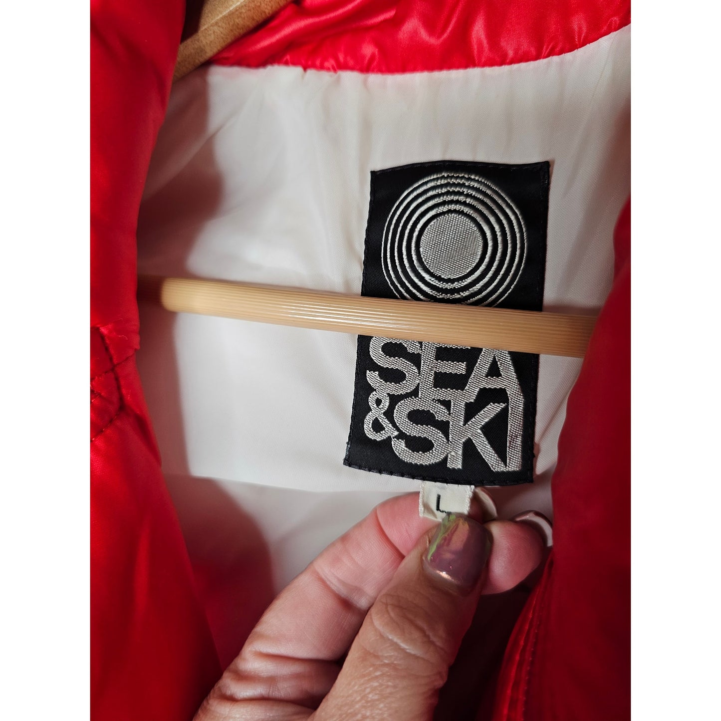 Vintage Sea & Ski Red Doublebreasted Puffer Gold Hardware Size Large