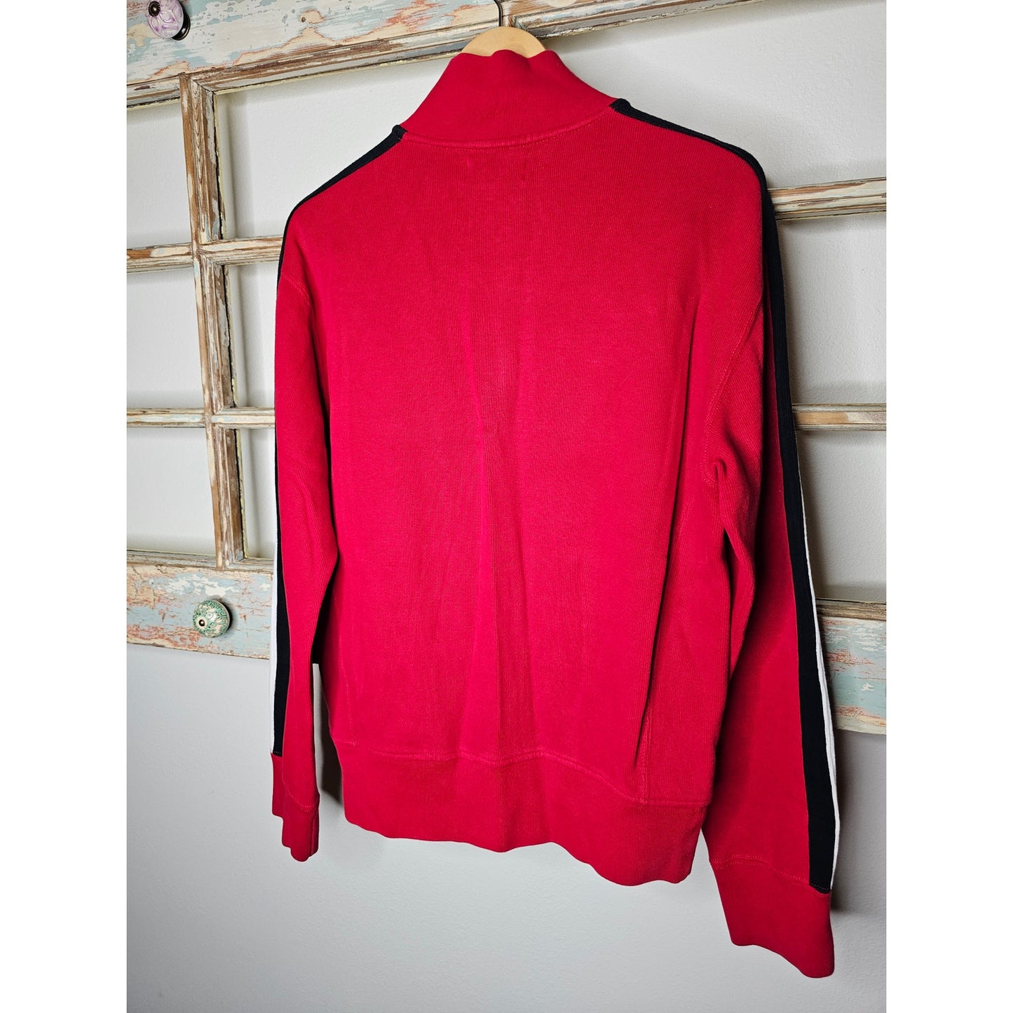 Polo Ralph Lauren Pullover 1/4 zip with crest Red, Cream, Black Ladies Medium