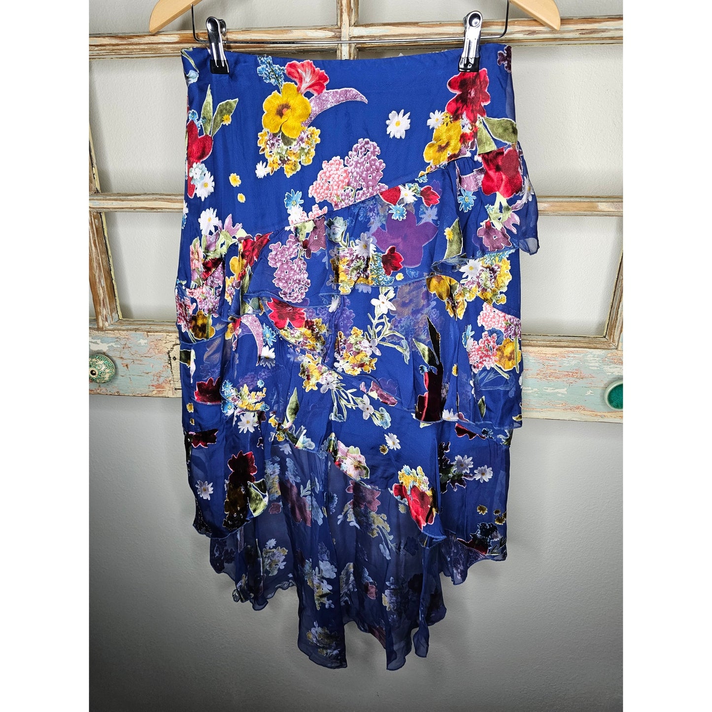 NWT Alice & Olivia Floral Asymmetrical High/Low Skirt Size 10
