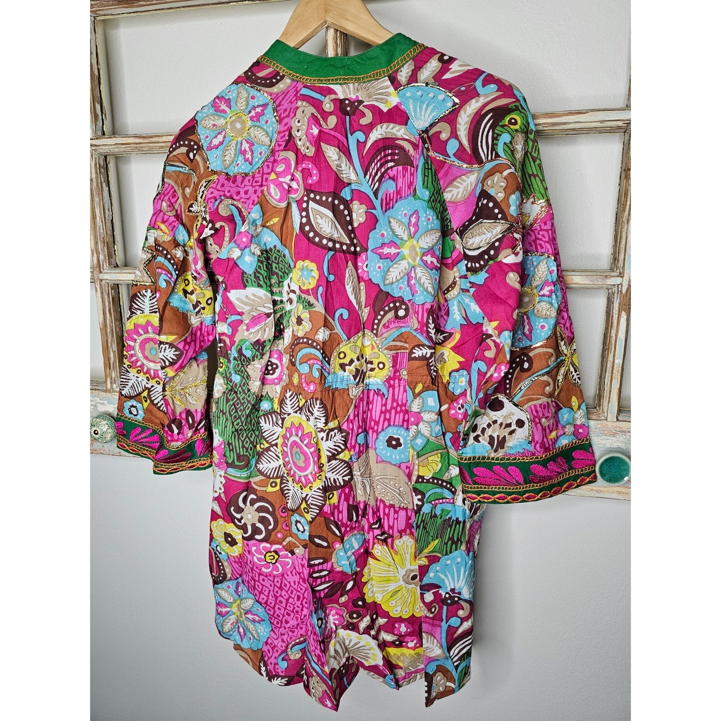 Sandy Starkman Embellished Boho Tunic Top Embroidered Ladies Size Small