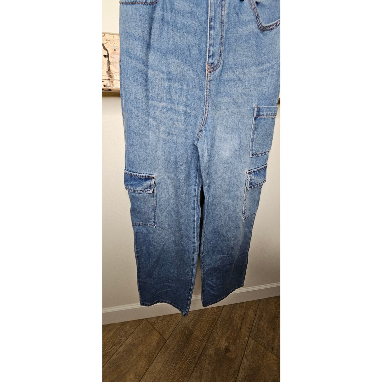 NWT Denim Strapless Bustier Jumper Cargo Style Pants Size XXS