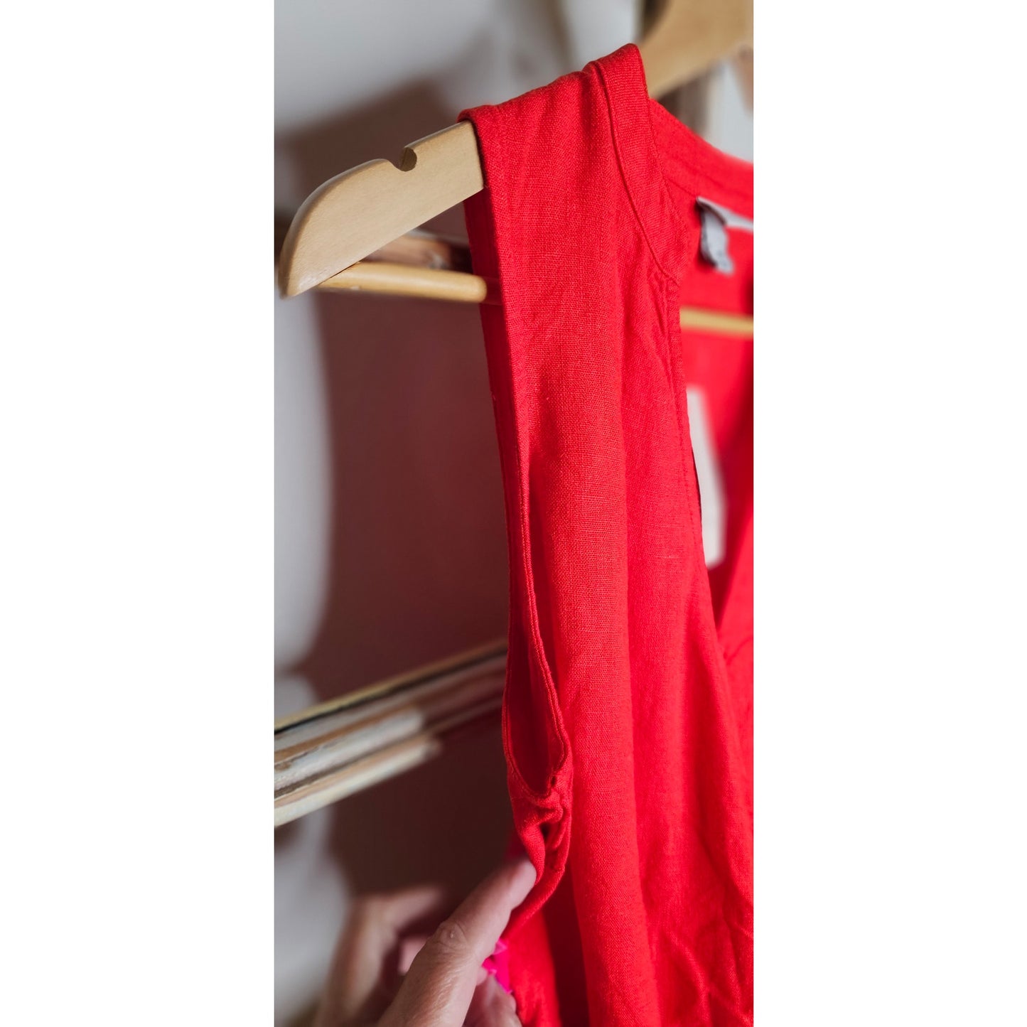 NWT Red Linen Blend Short Romper W/ Side Tie Ladies size XS
